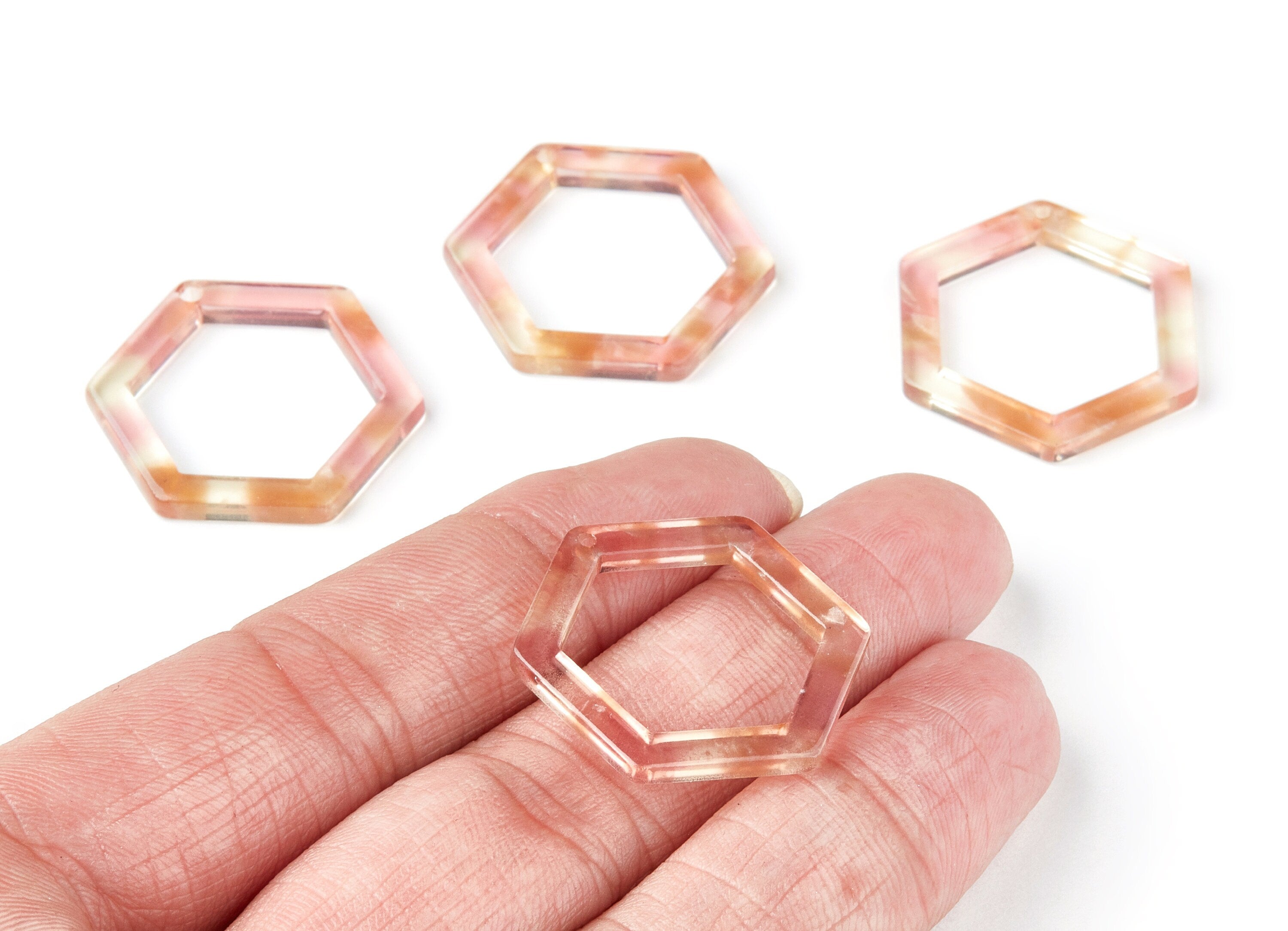 Acetate Hexagon Earring Charms - Acrylic Hexagon Pendant - Earring Findings - Jewelry Supplies - Color Code: A45 - 28.18x25x2.66mm - AC1123J - DOMEDBAZAAR