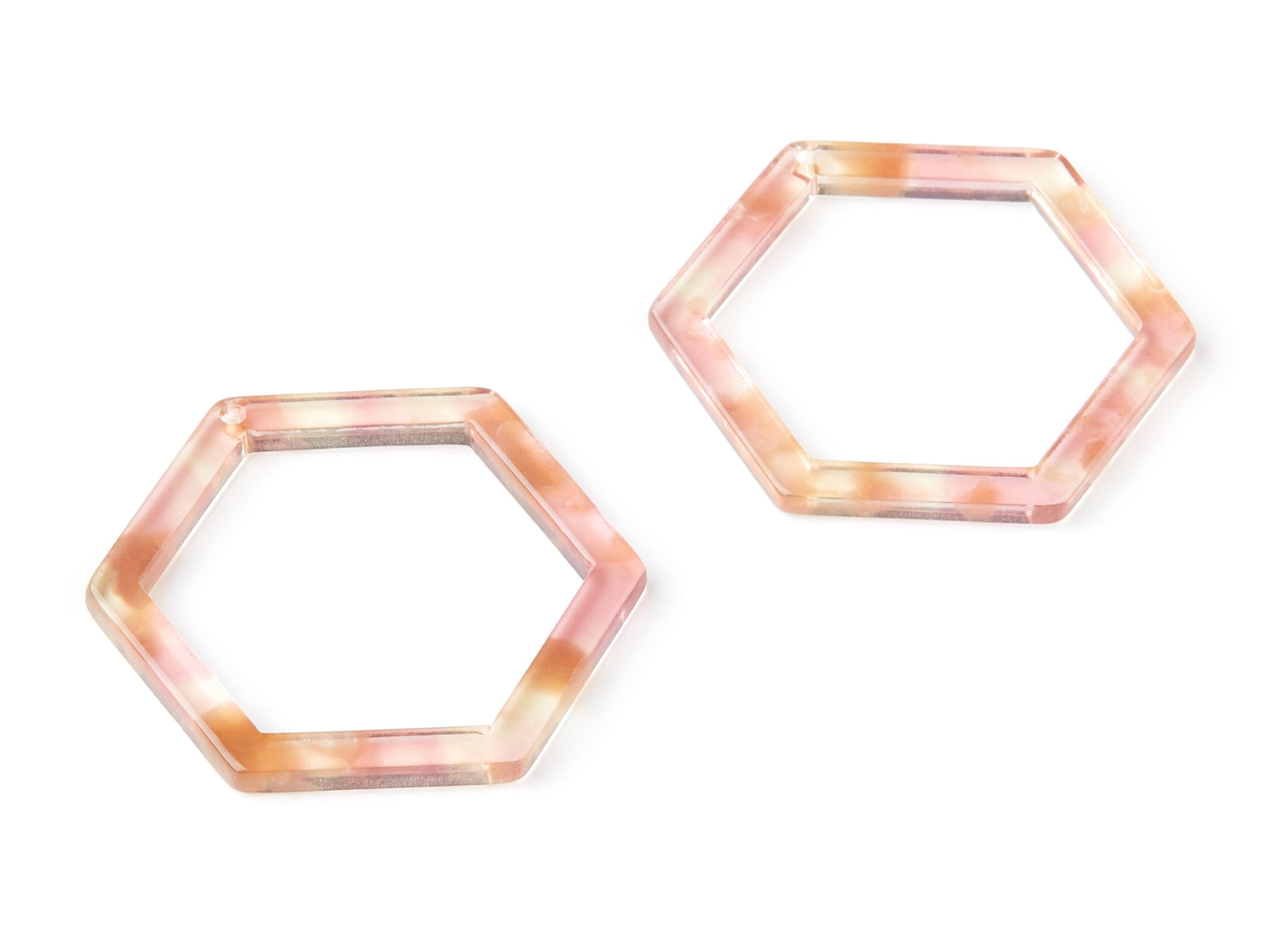 Acetate Hexagon Earring Charms - Acrylic Hexagon Pendant - Earring Findings - Jewelry Supplies - Color Code: A45 - 36x32x2.68mm - AC1124J - DOMEDBAZAAR