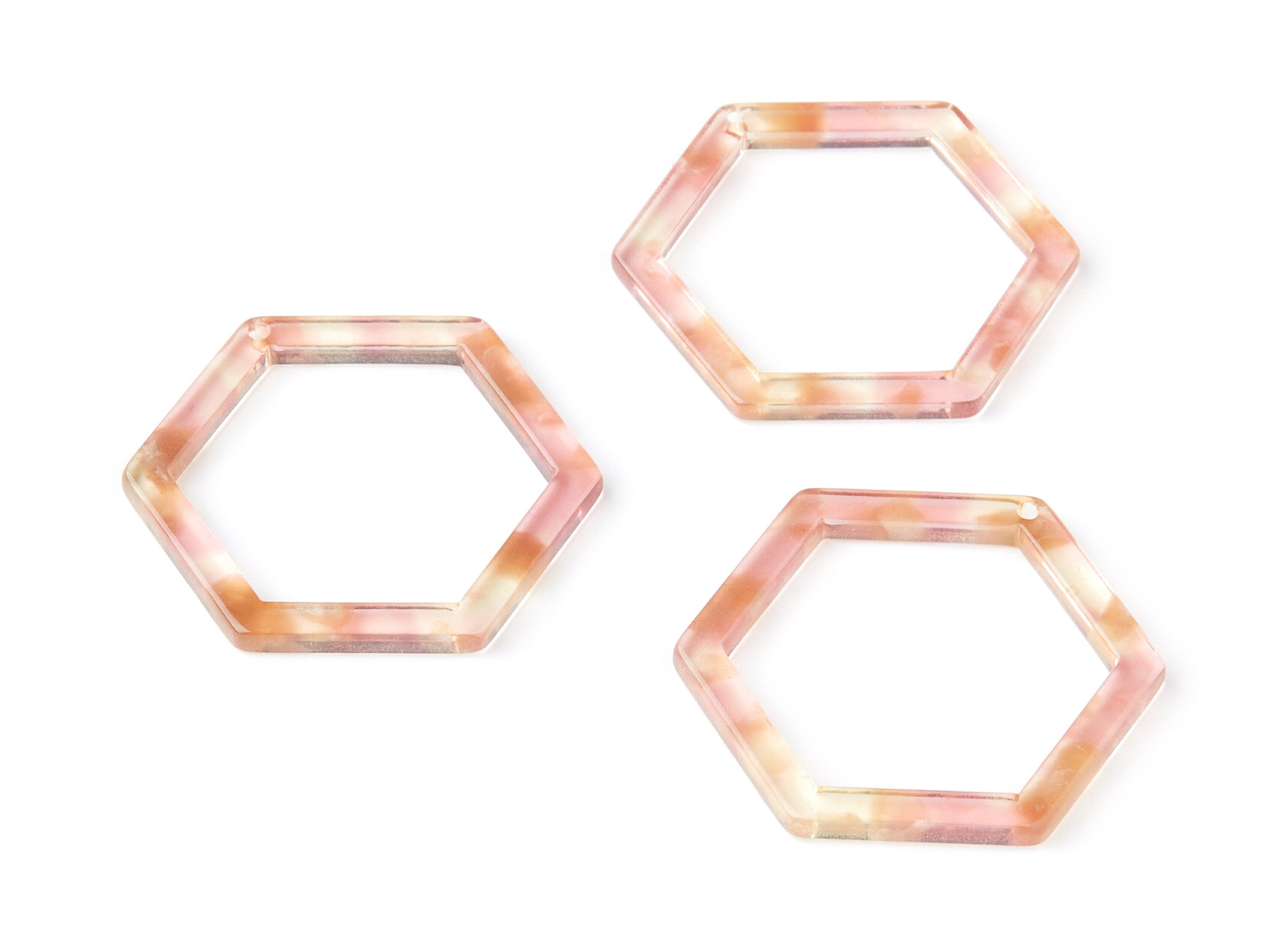 Acetate Hexagon Earring Charms - Acrylic Hexagon Pendant - Earring Findings - Jewelry Supplies - Color Code: A45 - 36x32x2.68mm - AC1124J - DOMEDBAZAAR