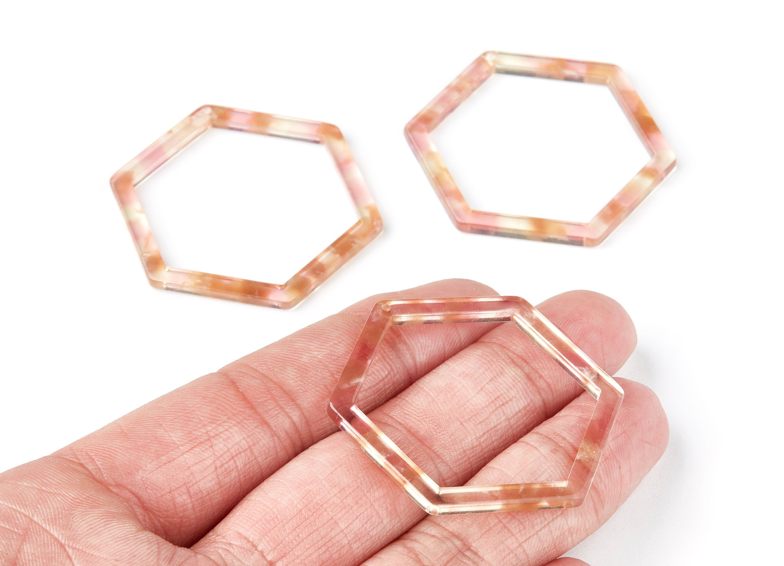 Acetate Hexagon Earring Charms - Hexagon Pendant - Earring Findings - Jewelry Supplies - Color Code: A45 - 44.75x39.42x2.68mm - AC1125J - DOMEDBAZAAR