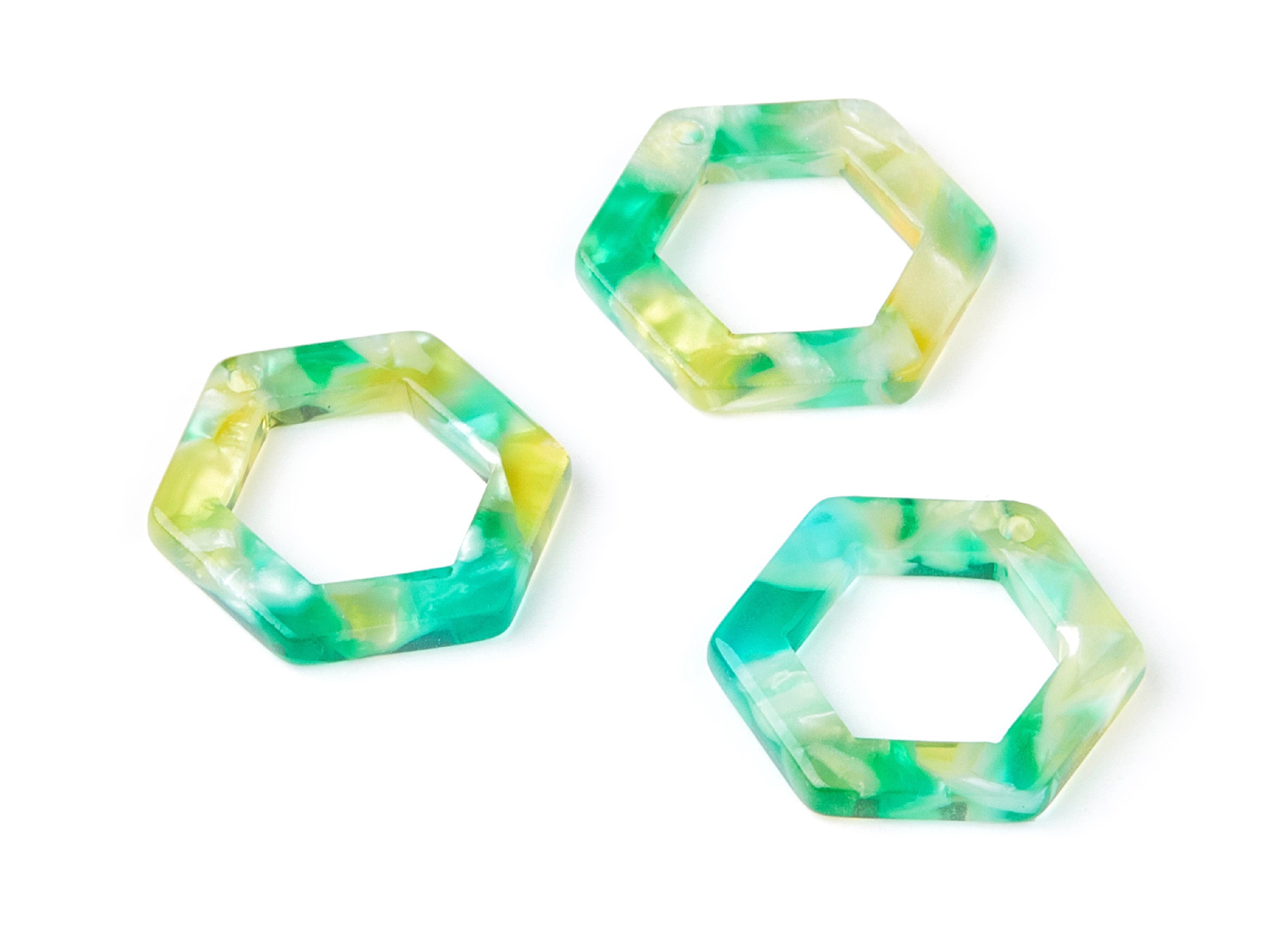 Acetate Hexagon Earring Charms - Hexagon Shaped Pendant - Earring Findings - Jewelry Supplies - Color Code: A75 - 20x18.1x2.6mm - AC1122K - DOMEDBAZAAR