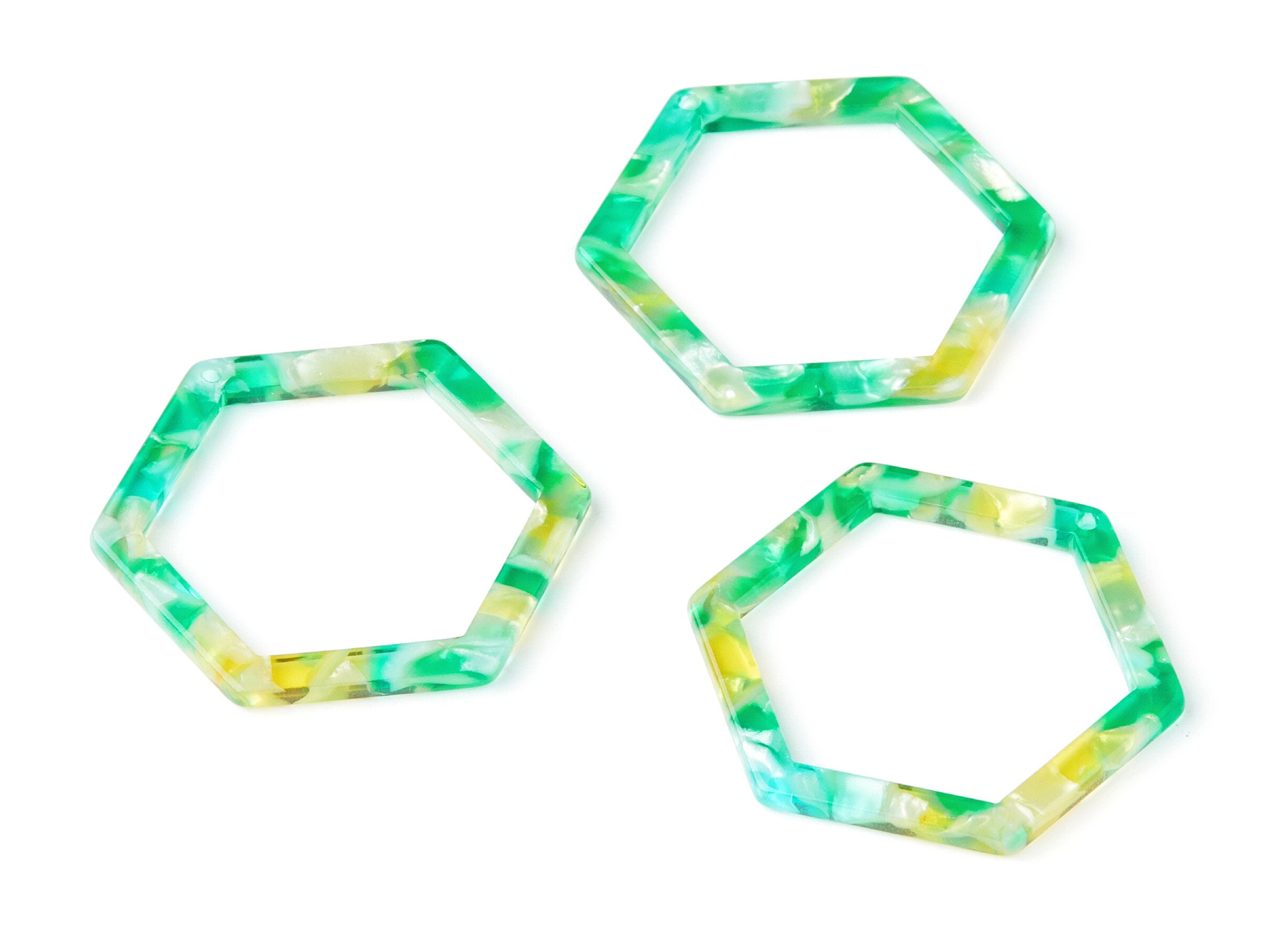 Acetate Hexagon Earring Charms - Hexagon Pendant - Earring Findings - Jewelry Supplies - Color Code: A75 - 36x32x2.68mm - AC1124K - DOMEDBAZAAR