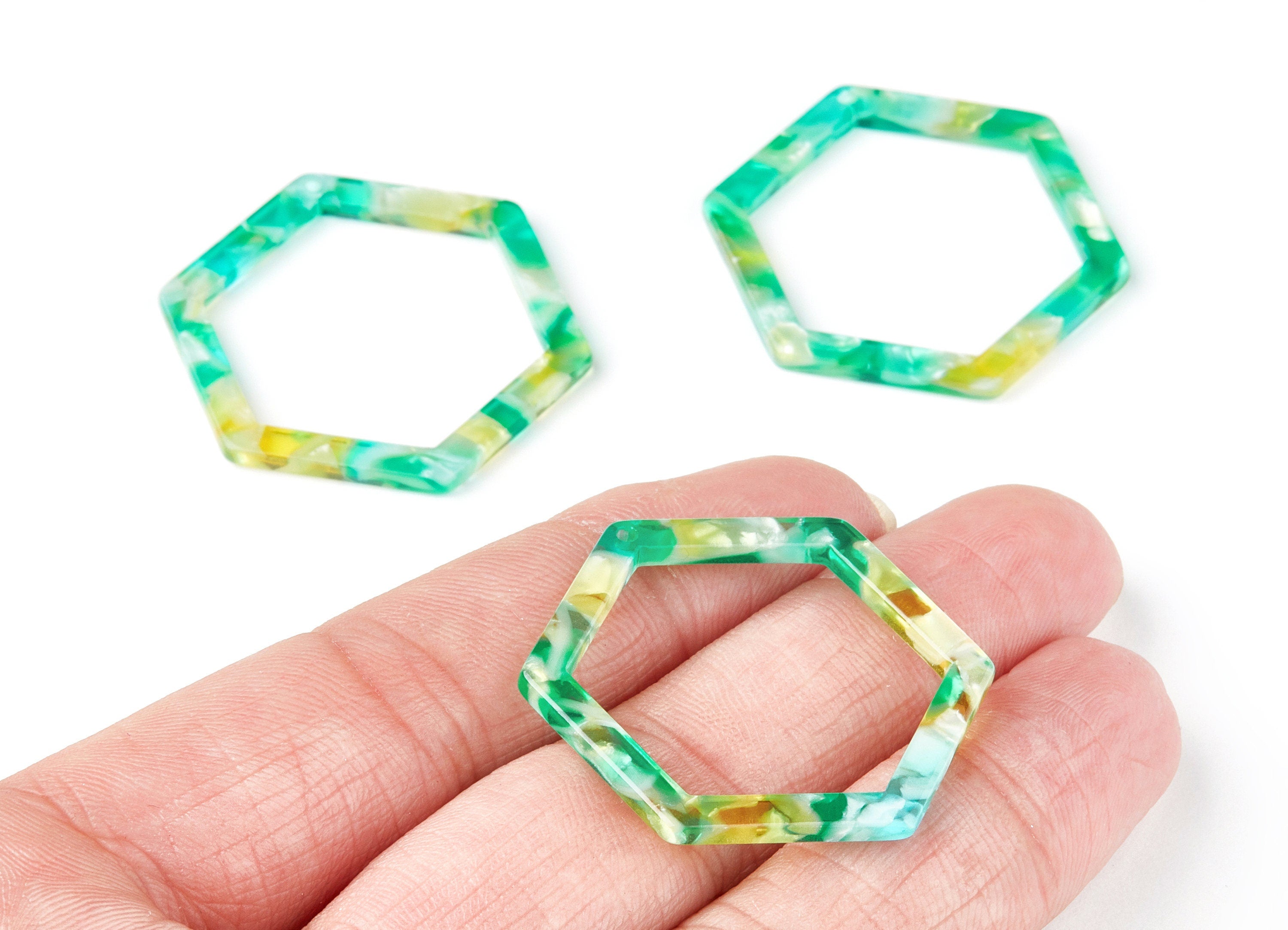 Acetate Hexagon Earring Charms - Hexagon Pendant - Earring Findings - Jewelry Supplies - Color Code: A75 - 36x32x2.68mm - AC1124K - DOMEDBAZAAR
