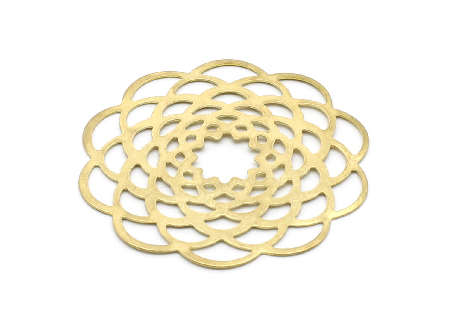 Brass Flower Charms - Flower Shaped Raw Brass Pendant - Jewelry Supplies - 40x40x0,47mm- PP1422 - DOMEDBAZAAR