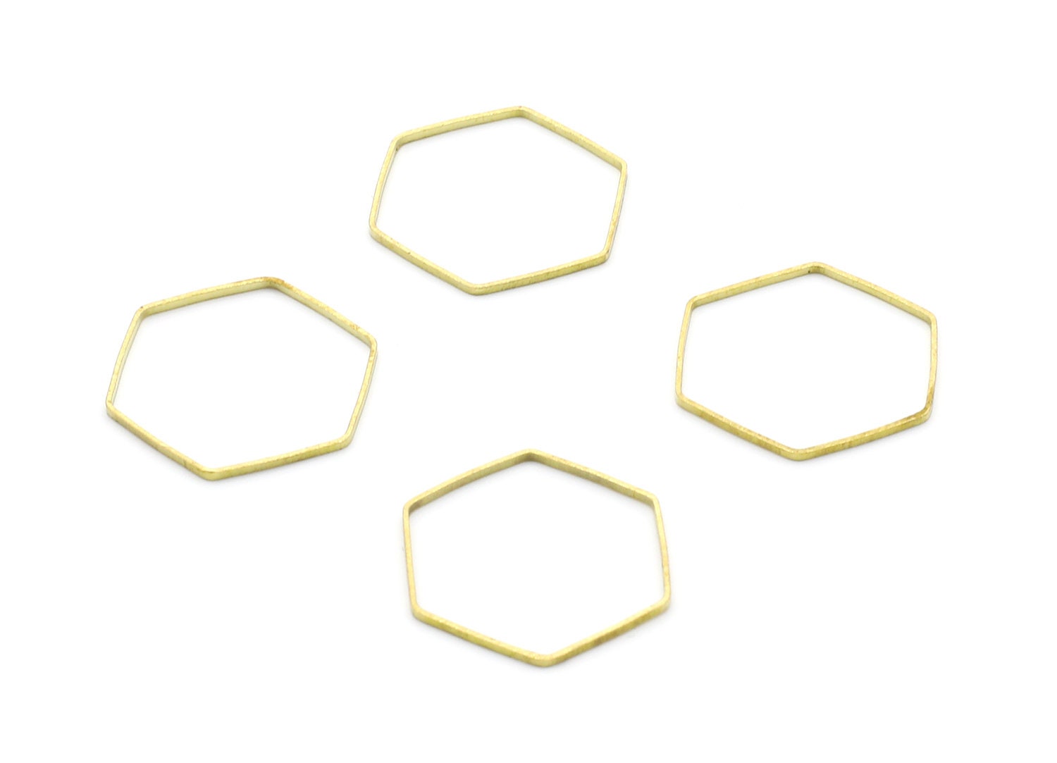 Raw Brass Geometric Charms - Hexagon Shaped Raw Brass - Hexagon Findings - Jewellery Supplies - 25x22x0,55mm - PP1385 - DOMEDBAZAAR