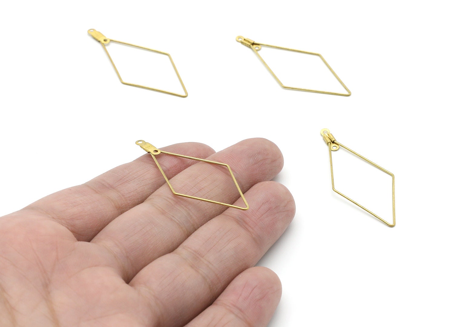 Brass Diamond Charms - Diamond Shaped Raw Brass Charms - Geometric Pendant - Jewelry Supplies - 46,2x21,3x0,7mm- PP1367 - DOMEDBAZAAR