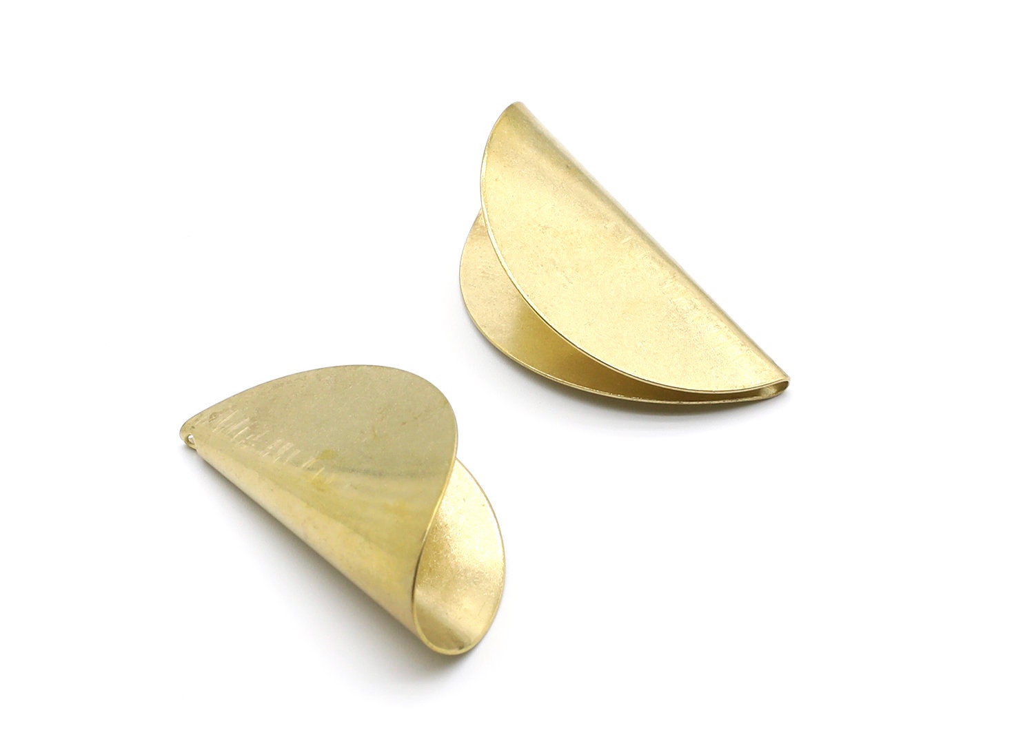 Brass Bent Round Charms - Raw Brass Bent Round Pendant  - Geometric Pendant - Jewelry Supplies - 40,11x15,3 x0,58mm - PP1434 - DOMEDBAZAAR