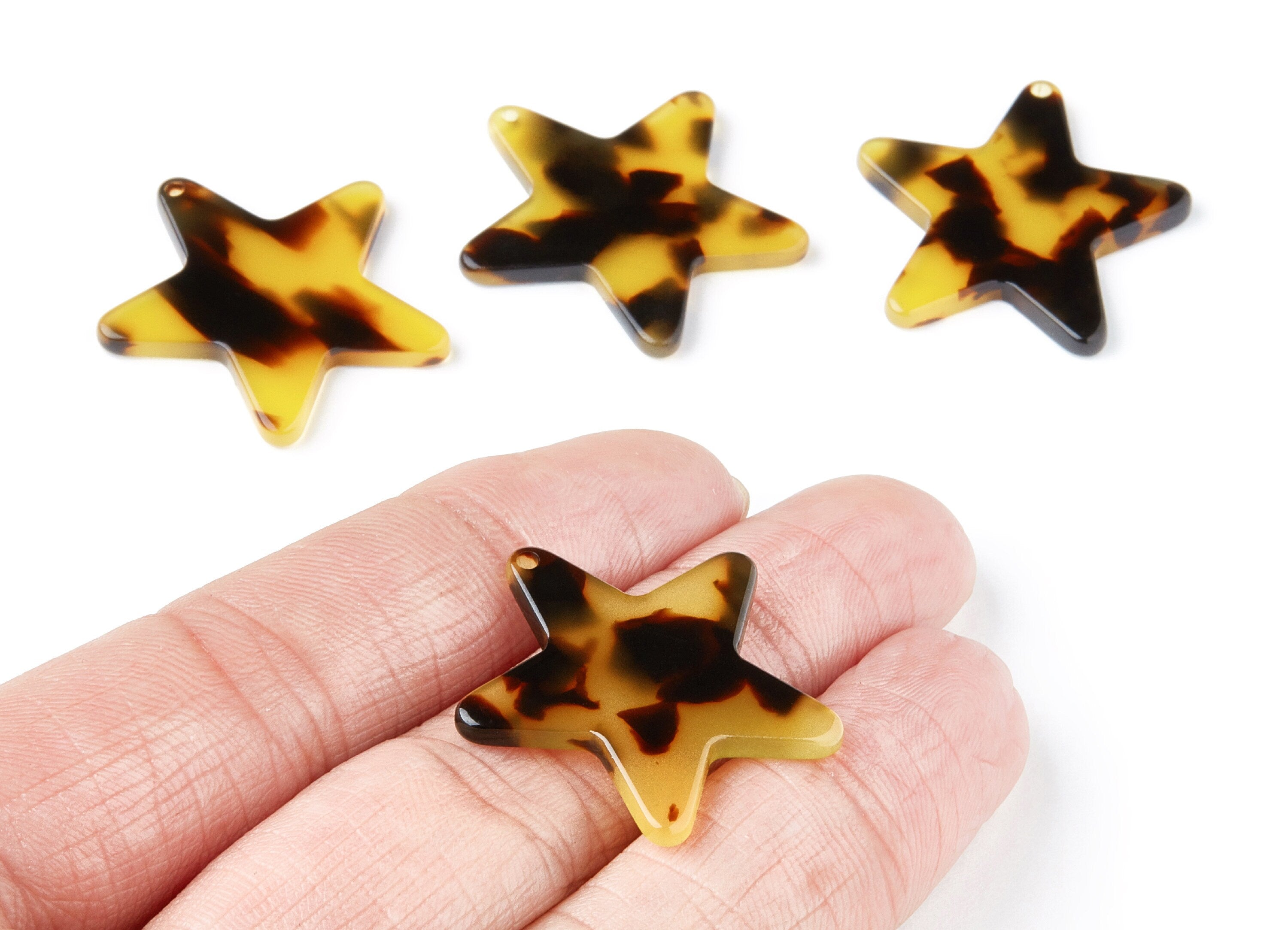 Acetate Acrylic Earring Charms - Tortoise Shell Earrings - Star Pendant - Jewelry Supplies - Color Code: A02 - 29,5x26,87x2,48mm - AC1326A - DOMEDBAZAAR