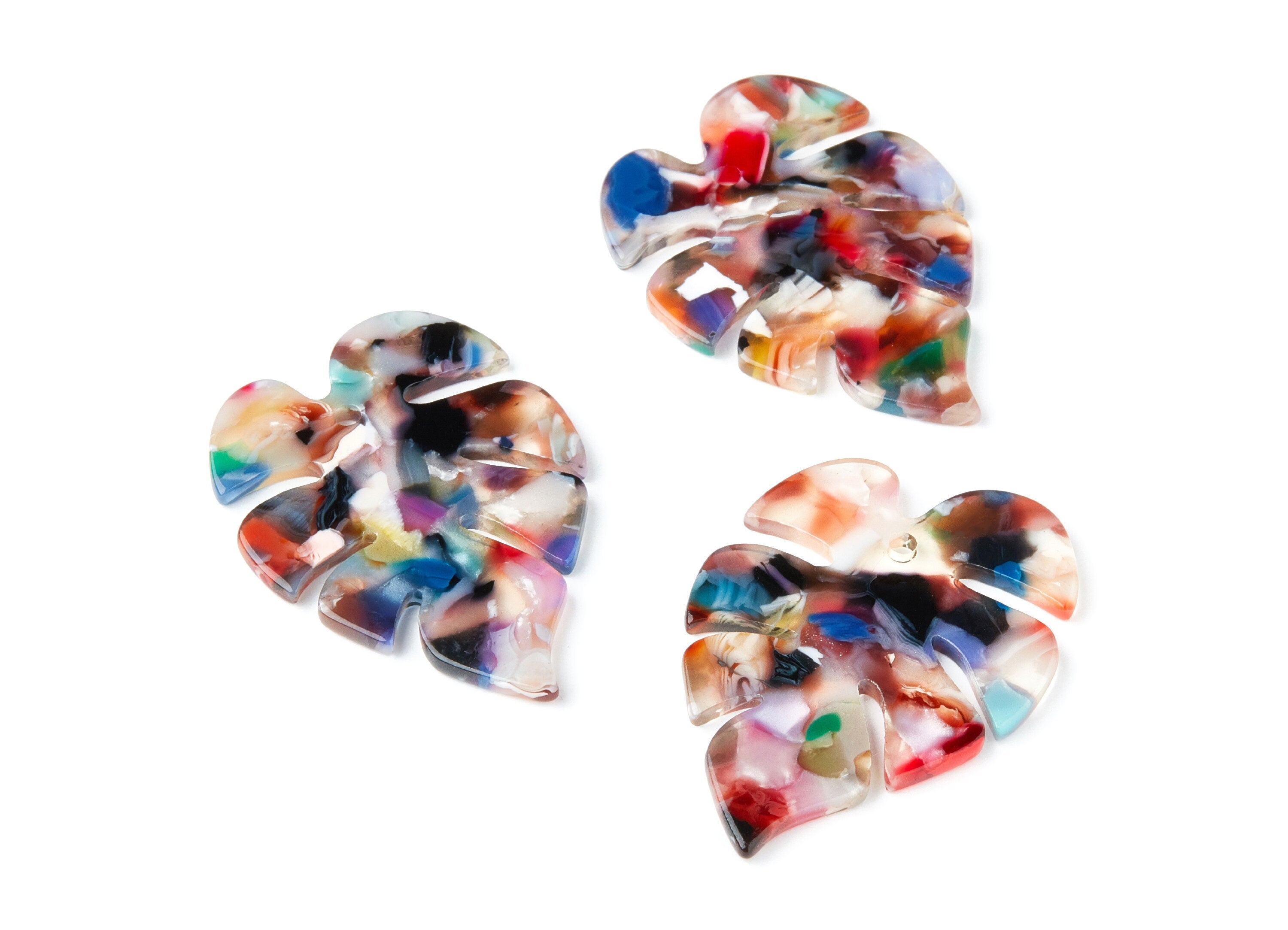 Acetate Leaf Earring Charms - Leaf Shaped Pendant - Earring Findings - Jewelry Supplies - Color Code: A60 - 44x35x2.5mm - AC1146A - DOMEDBAZAAR