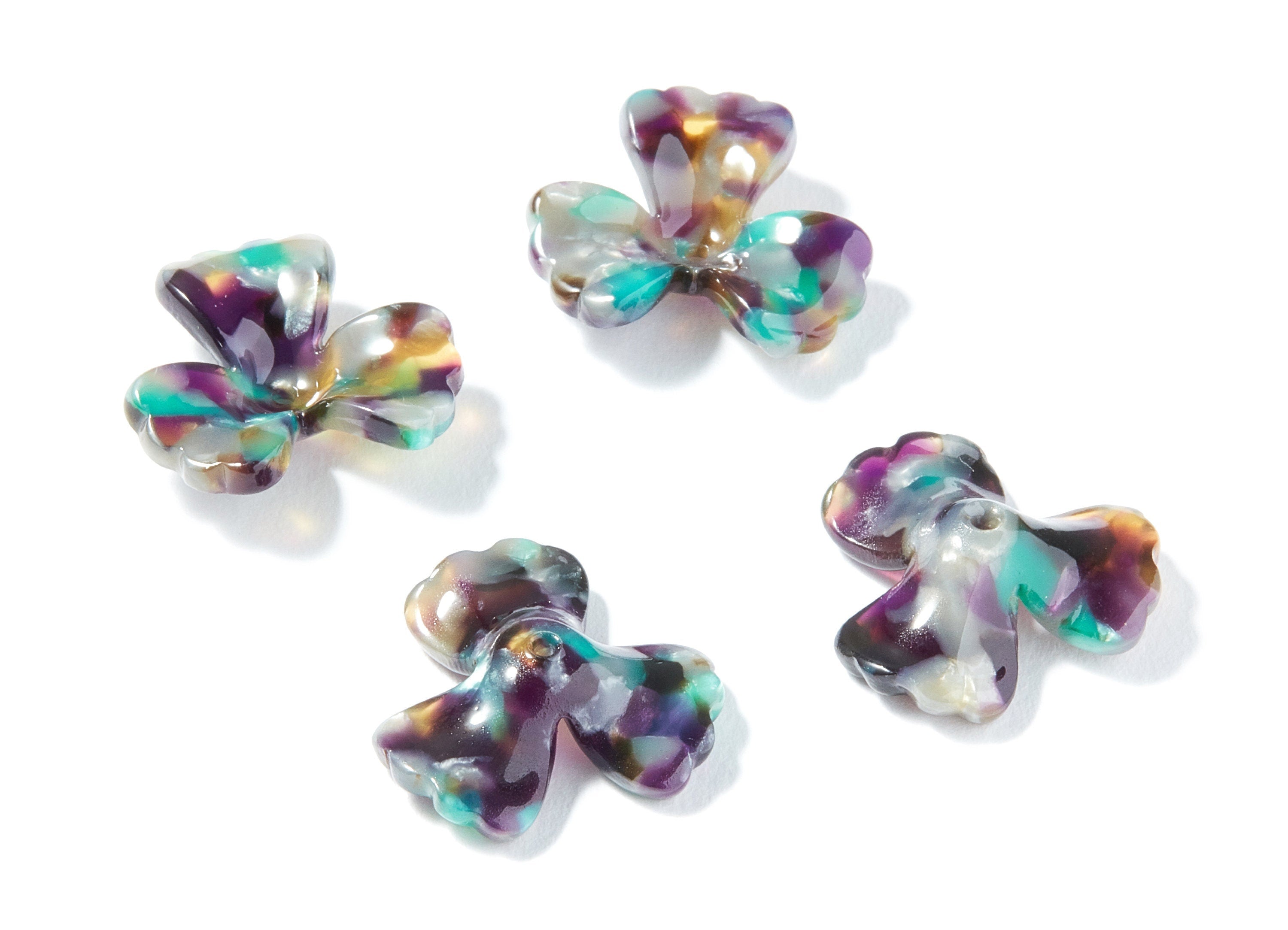 Acetate Flower Earring Charms - Flower Shaped Pendant - Earring Findings - Jewelry Supplies - Color Code: A50 - 22,6x22,35x7,21mm - AC1324A - DOMEDBAZAAR