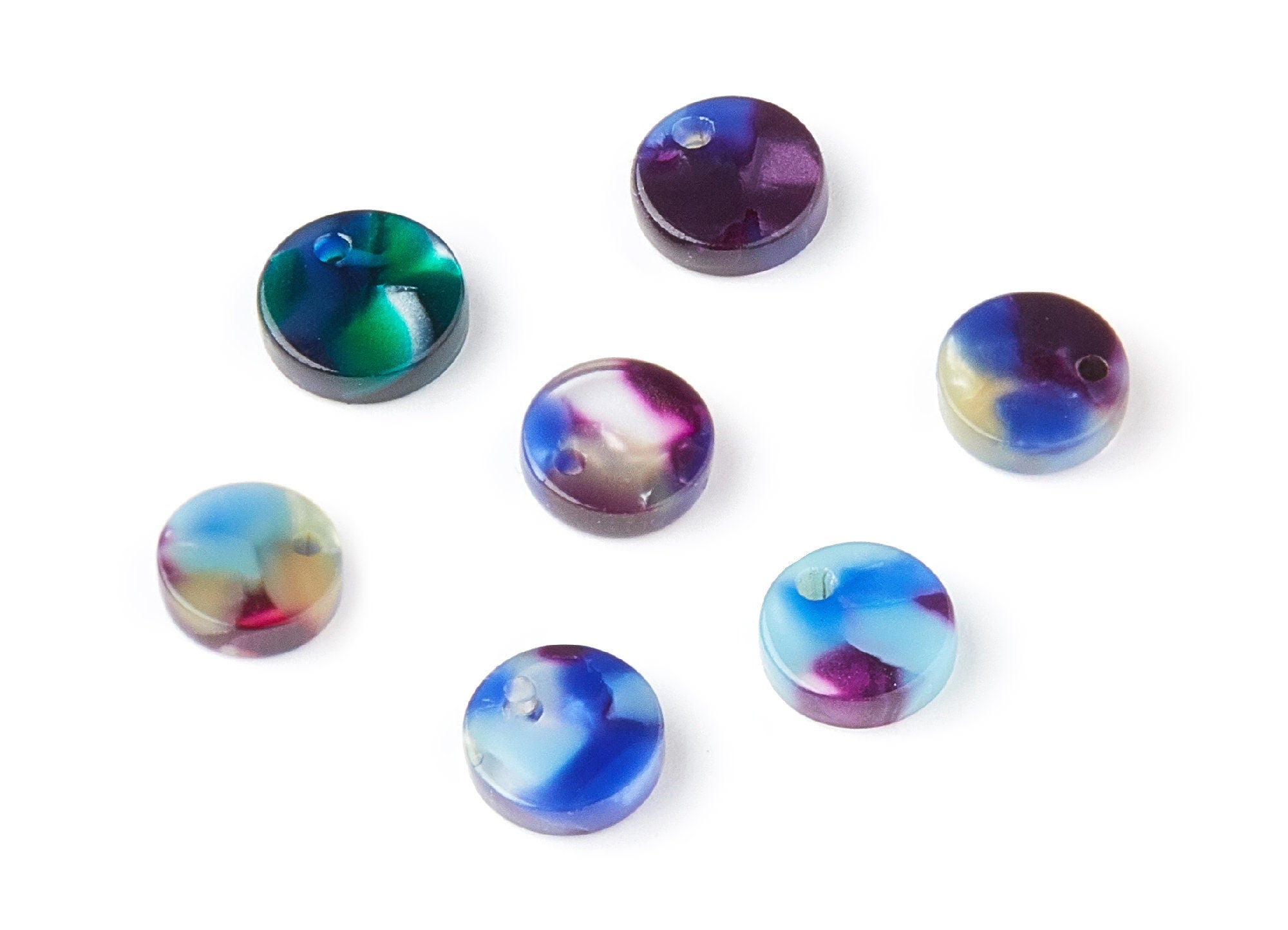 Acrylic Round Earring Charms - Circle  Pendant - Earring Findings - Jewelry Supplies - Color Code: A23 - 8.82x8.82x2.7mm - AC1116G - DOMEDBAZAAR