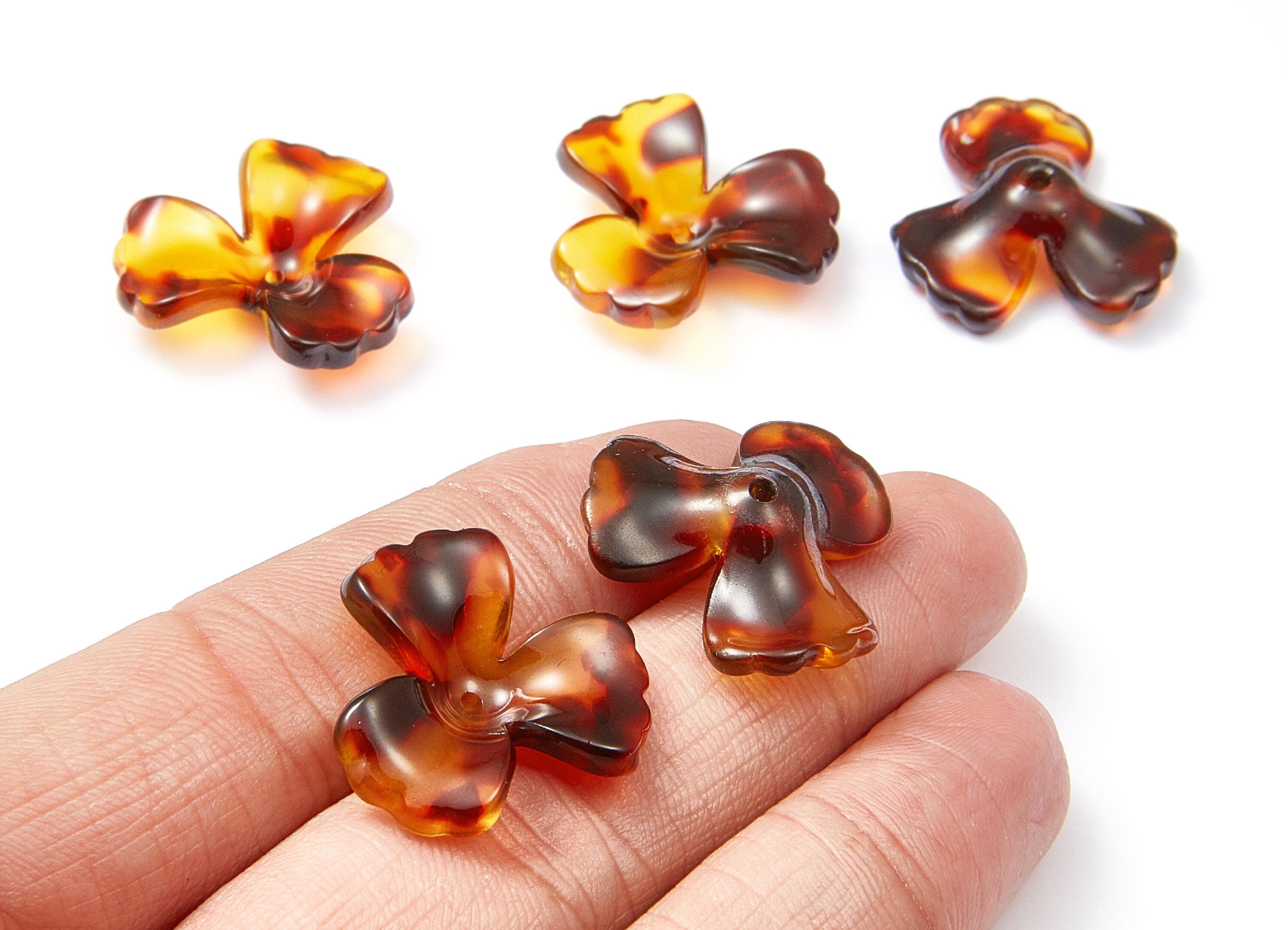 Acetate Flower Earring Charms - Flower Shaped Pendant - Earring Findings - Jewelry Supplies - 22,6x22,35x7,21mm - AC1324B - DOMEDBAZAAR