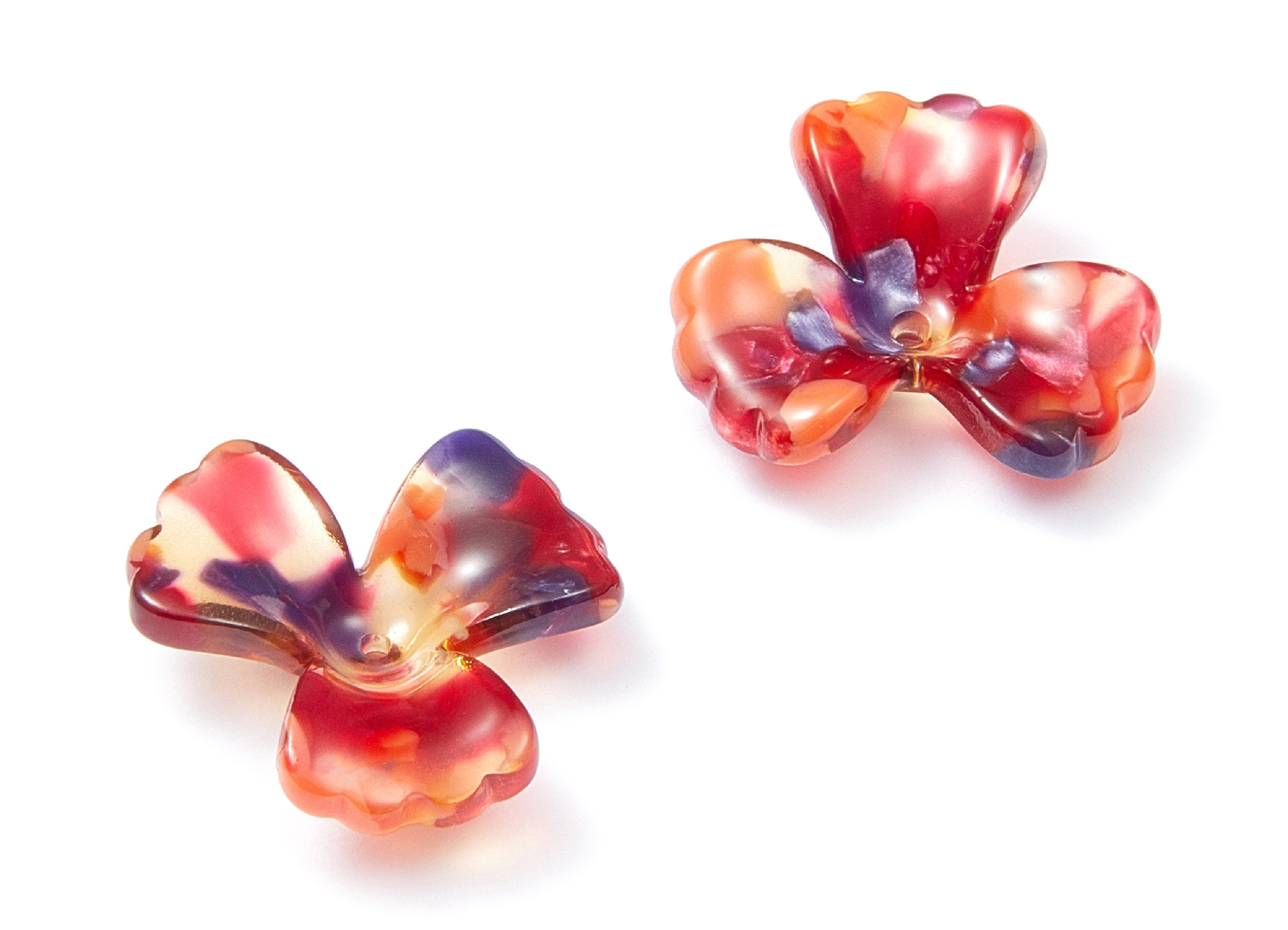 Acetate Flower Earring Charms - Flower Shaped Pendant - Earring Findings - Jewelry Supplies - Color Code: A44 - 22,6x22,35x7,21mm - AC1324D - DOMEDBAZAAR