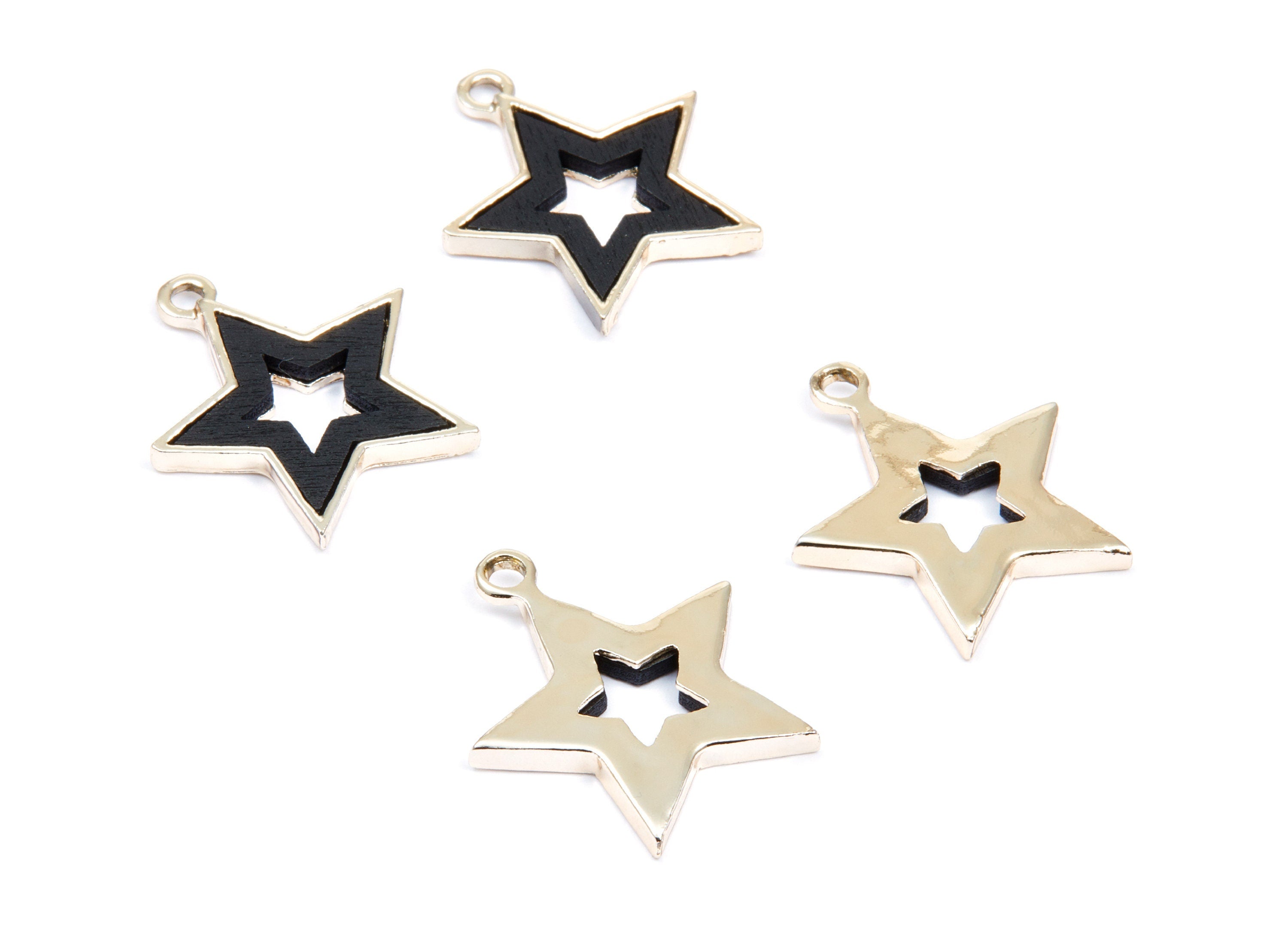 Star Shaped Charms - Zinc Alloy Earring Findings - Gold Tone Connector - Alloy Pendant for Necklace - 28x24,3x3,2mm - ZZ1229B - DOMEDBAZAAR