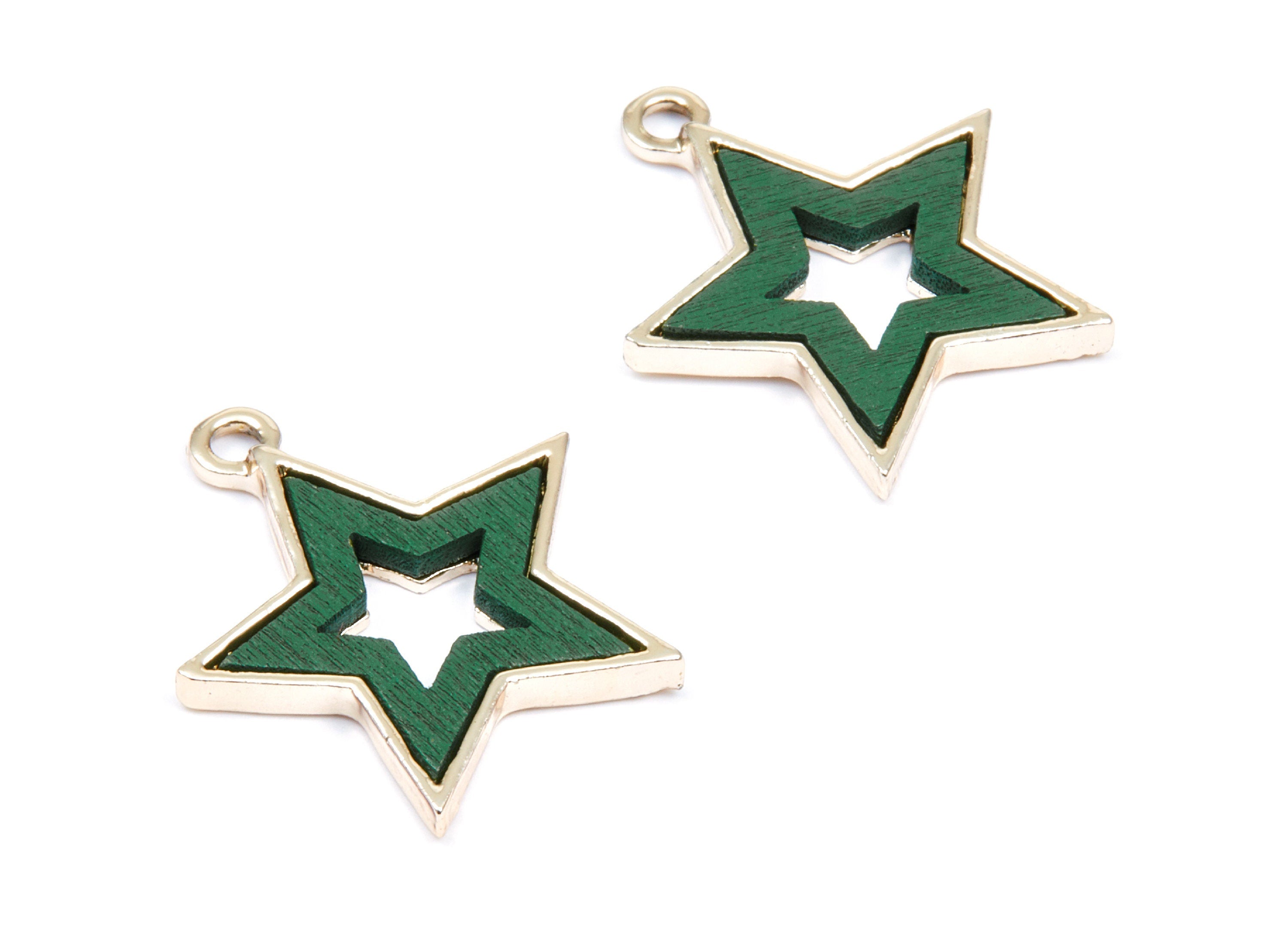 Star Shaped Charms - Zinc Alloy Earring Findings - Gold Tone Connector - Alloy Pendant for Necklace - 28x24,3x3,2mm - ZZ1229A - DOMEDBAZAAR