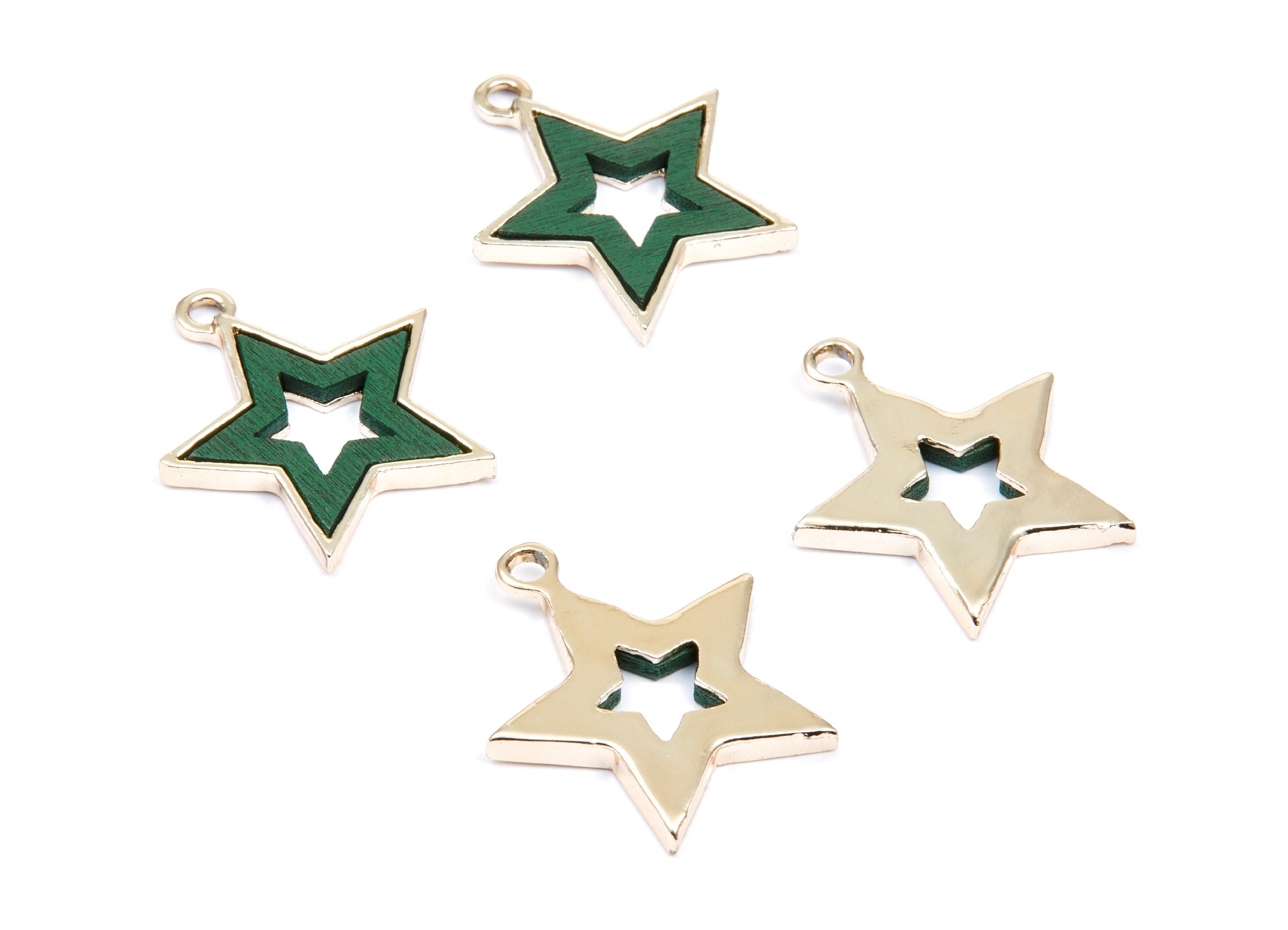 Star Shaped Charms - Zinc Alloy Earring Findings - Gold Tone Connector - Alloy Pendant for Necklace - 28x24,3x3,2mm - ZZ1229A - DOMEDBAZAAR