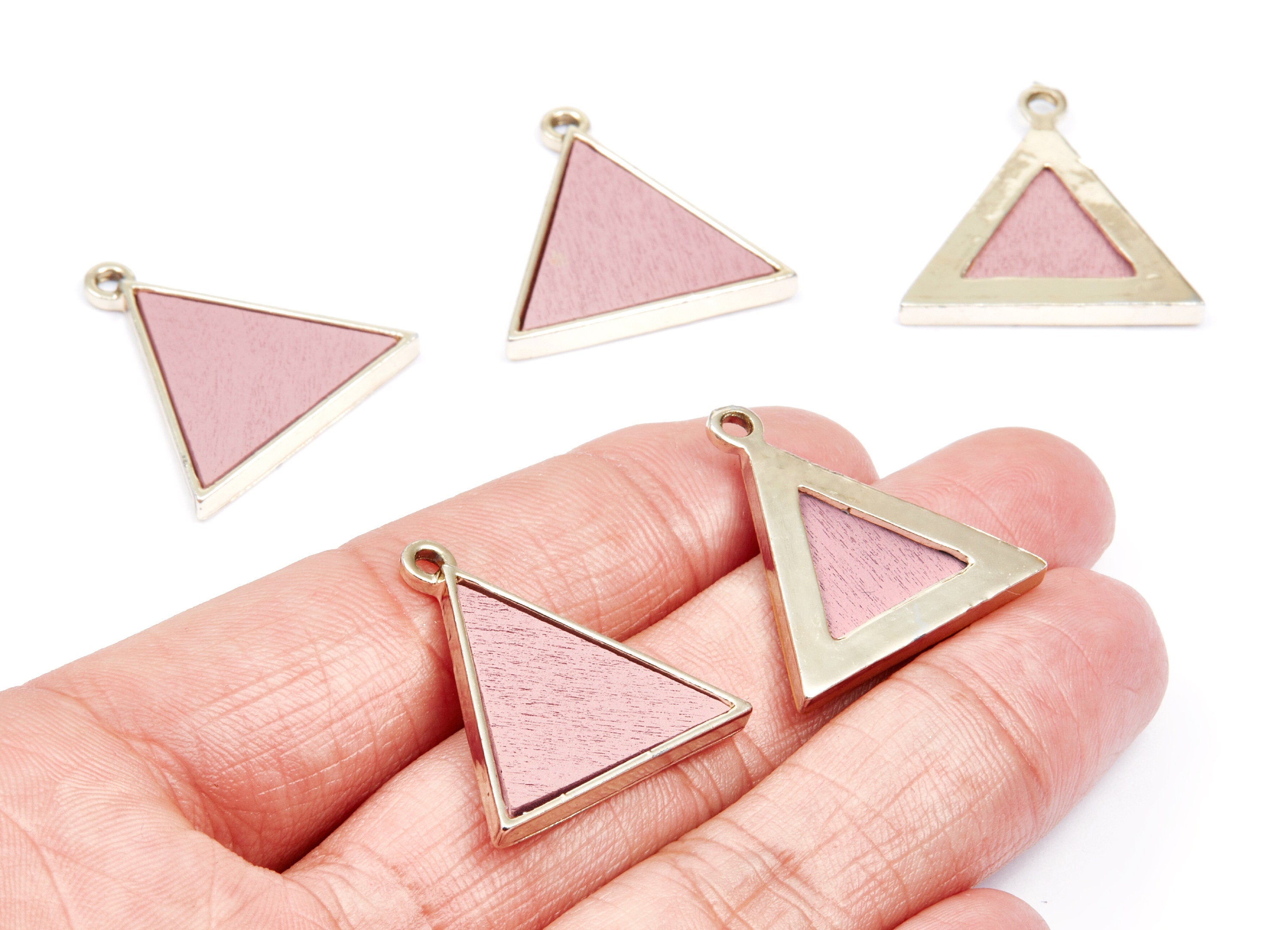 Triangle Shaped Charms - Zinc Alloy Earring Findings - Gold Tone Connector - Alloy Pendant for Necklace - 27,13x26,57x2,94mm - ZZ1219P - DOMEDBAZAAR
