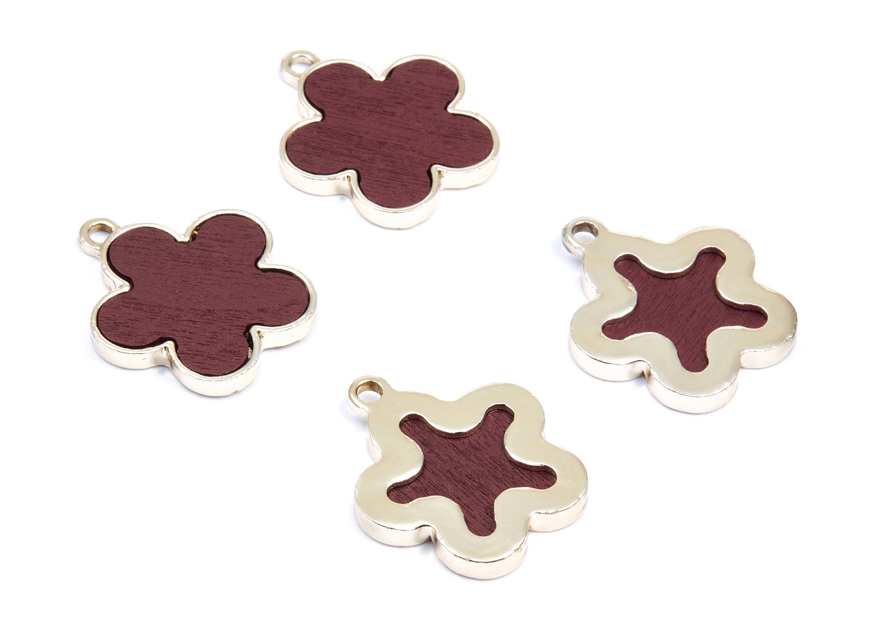 Flower Shaped Charms- Zinc Alloy Earring Findings - Gold Tone Connector - Alloy Pendant for Necklace - 26,95x23,6x2,7mm - ZZ1242B - DOMEDBAZAAR