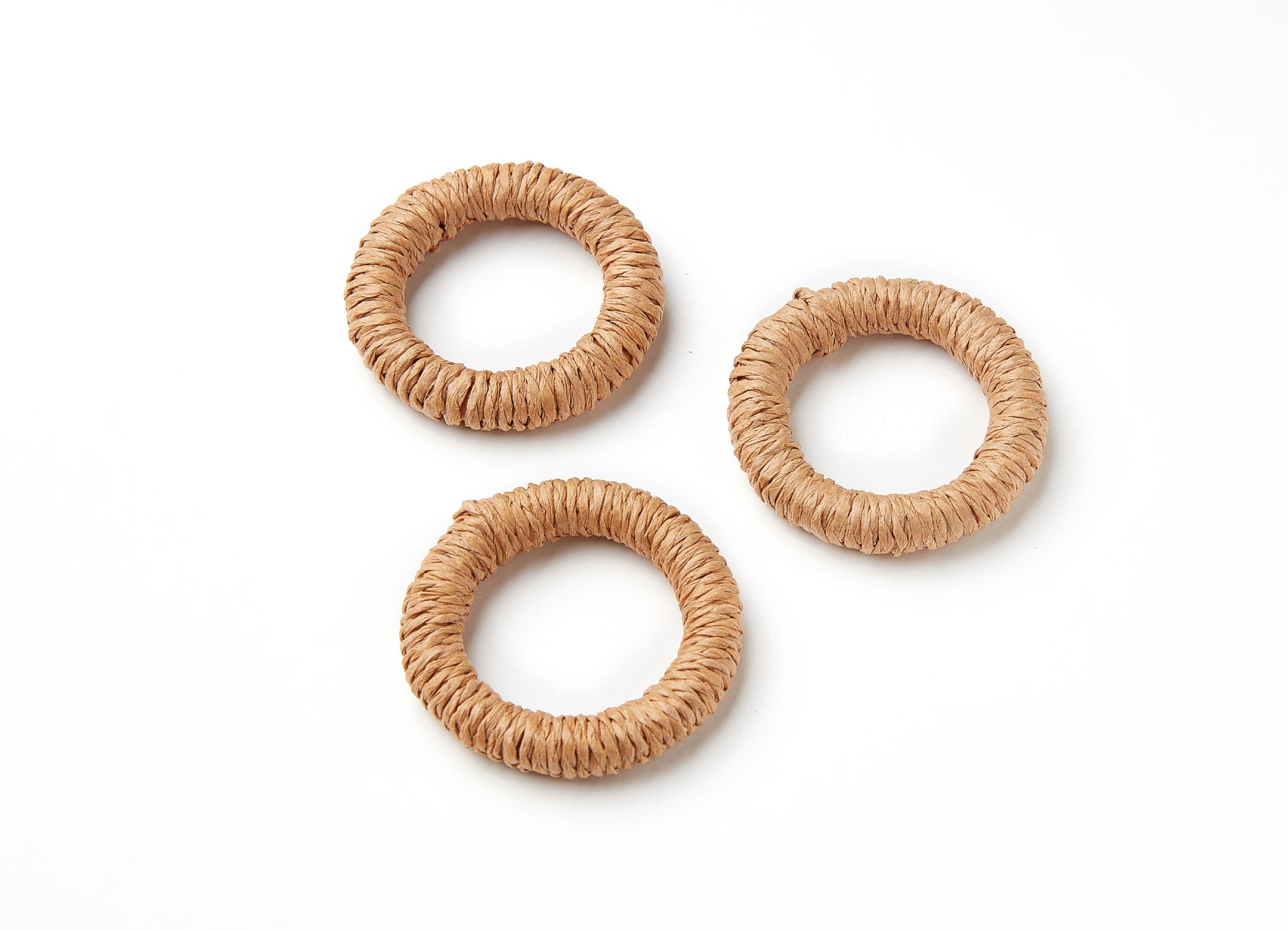Handwoven Hemp Rope Earrings - Round Shaped Rope Pendants - Hemp Rope Charms - Jewelery Handmade - 41.4x41.4x7.5mm - RT1087 - DOMEDBAZAAR