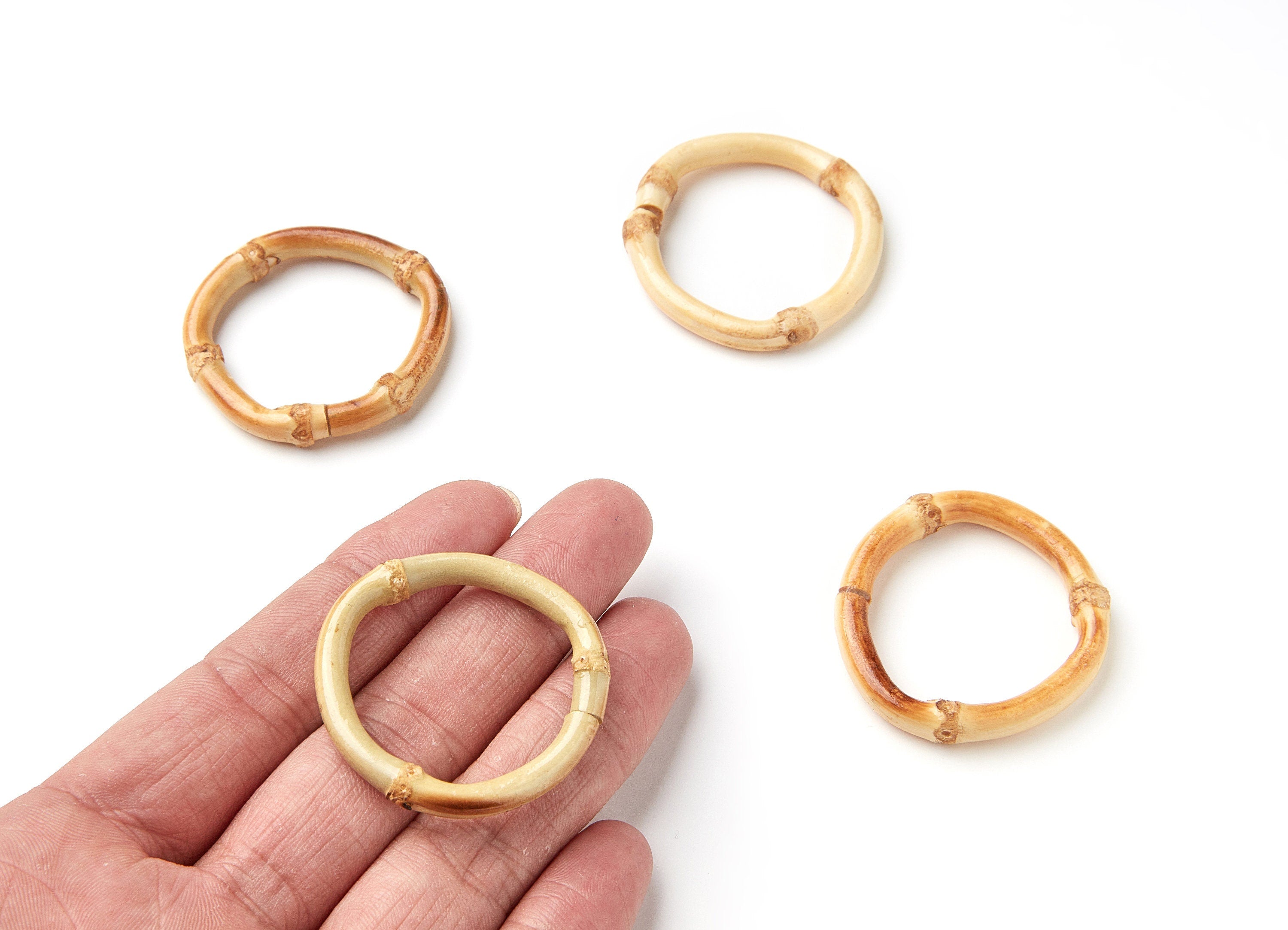 Natural Bamboo Hoop Earrings - Cirlce Shaped Bamboo Pendant - Bamboo Earrings - Jewelery Handmade - 25x25x16.19mm - RT1083 - DOMEDBAZAAR