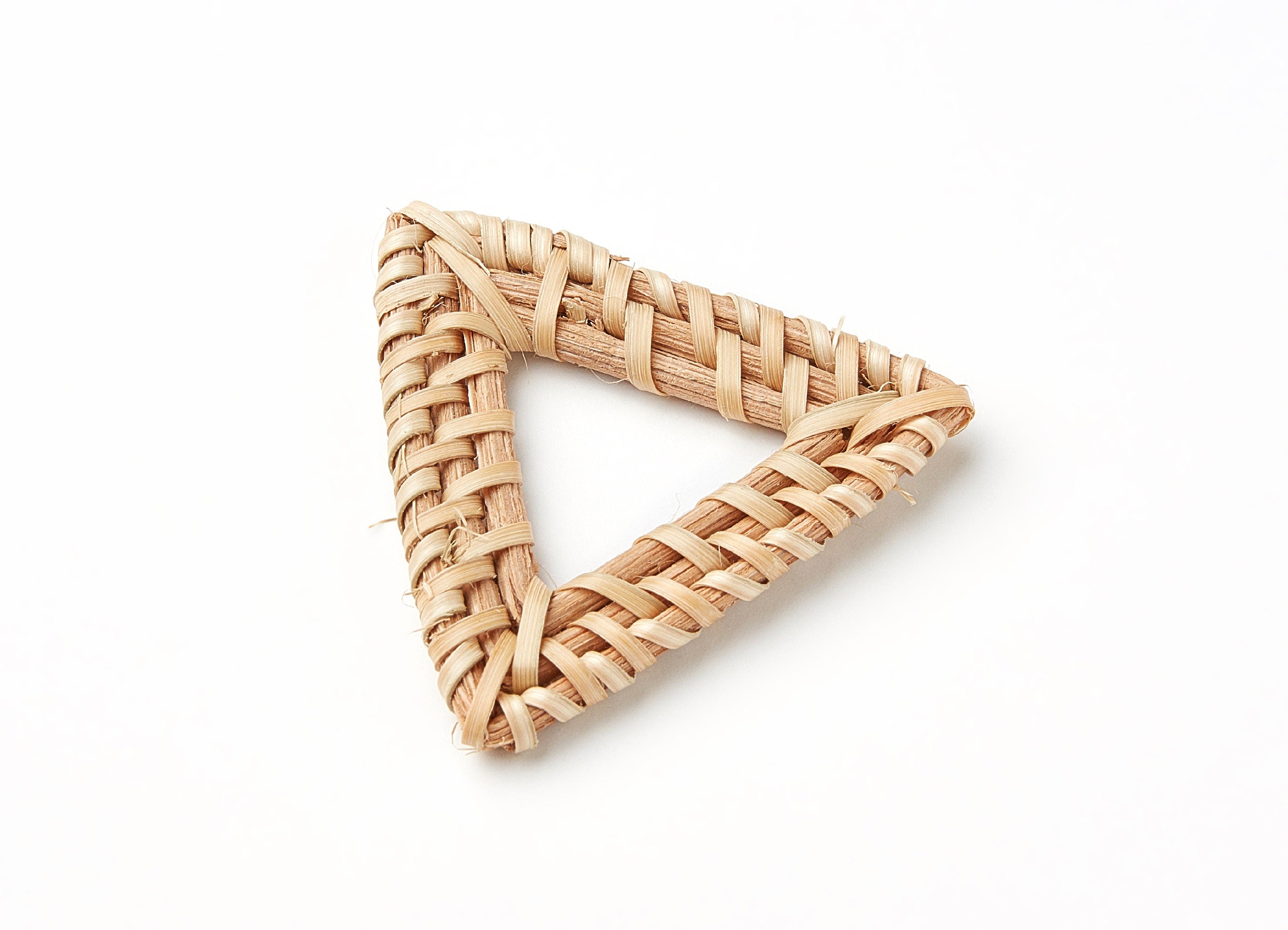 Handwoven Rattan Earrings - Triangle Shaped Rattan Pendant - Wooden Straw Earring - Jewelery Handmade - 49.54x47.18x4.83mm - RT1013 - DOMEDBAZAAR