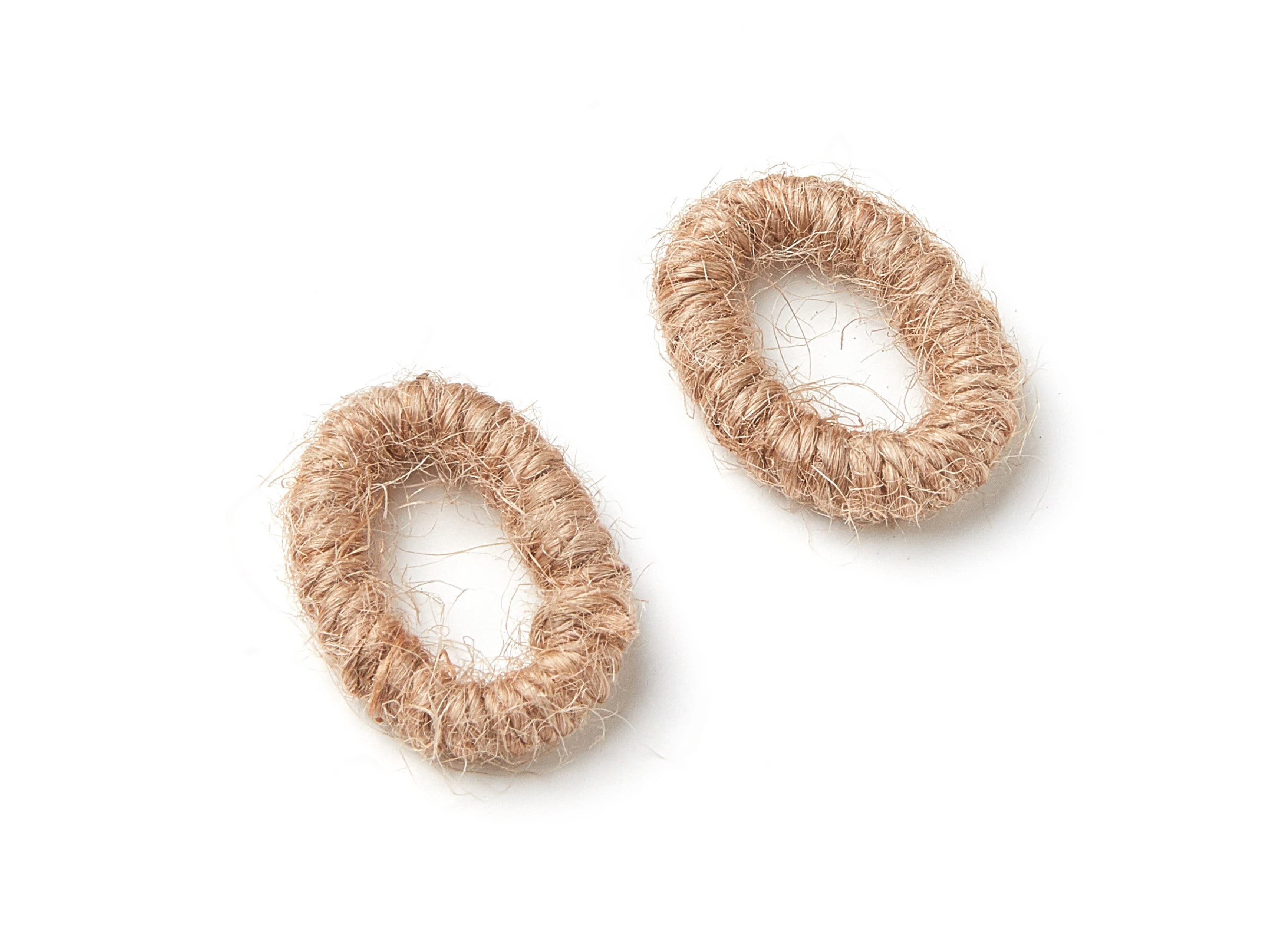 Handwoven Hemp Rope Earrings - Oval Shaped Rope Pendants - Hemp Rope Charms - Jewelery Handmade - 28.15x19.75x5mm - RT1079 - DOMEDBAZAAR