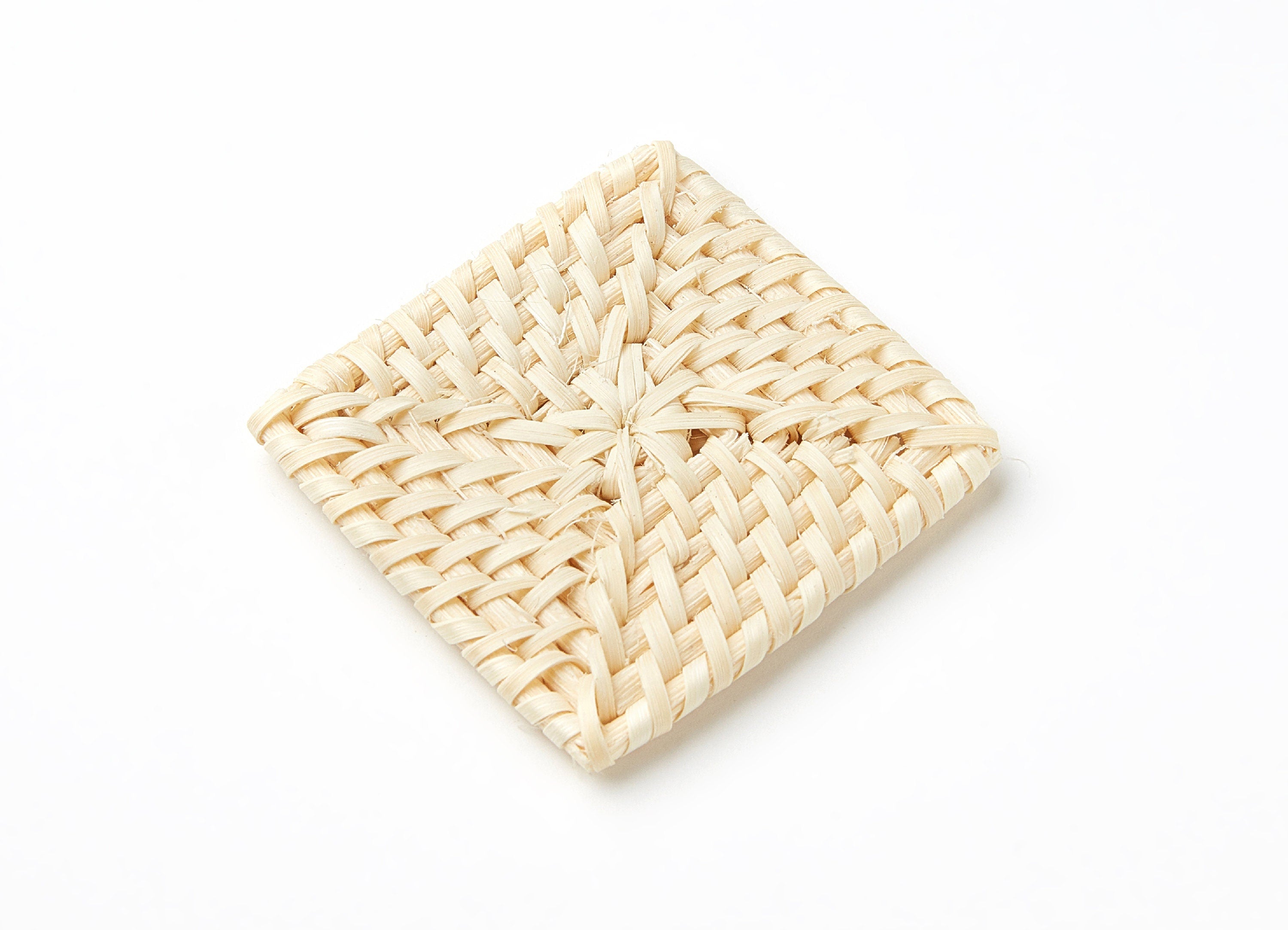 Handwoven Rattan Earrings - Square Shaped Rattan Pendant - Wooden Straw Earring - Jewelery Handmade - 69.88x52.79x4.77mm - RT1004 - DOMEDBAZAAR