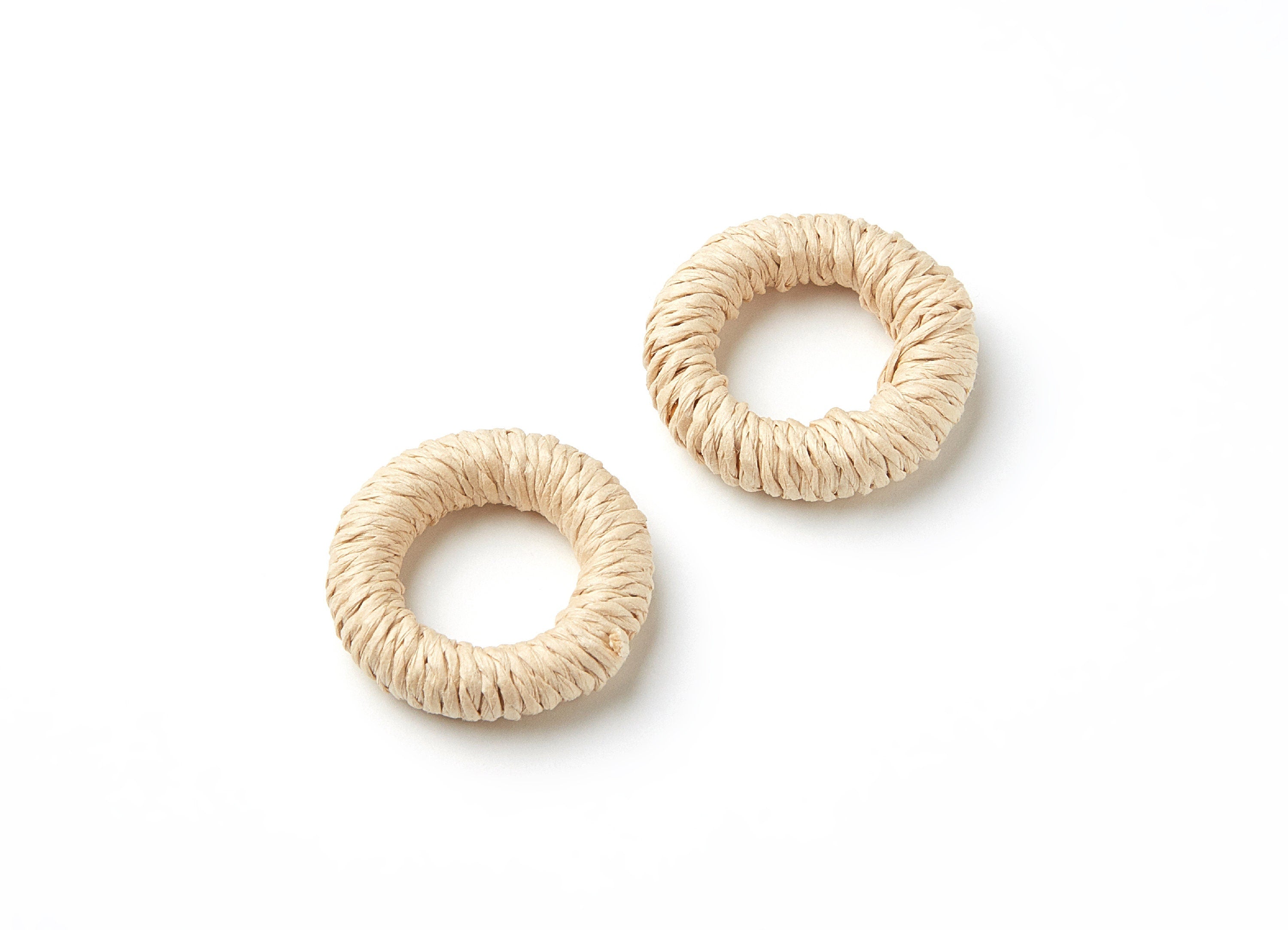 Handwoven Rattan Earrings - Round Shaped Rattan Pendant - Wooden Straw Earring - Jewelery Handmade - 30.44x30.44x7.58mm - RT1024 - DOMEDBAZAAR