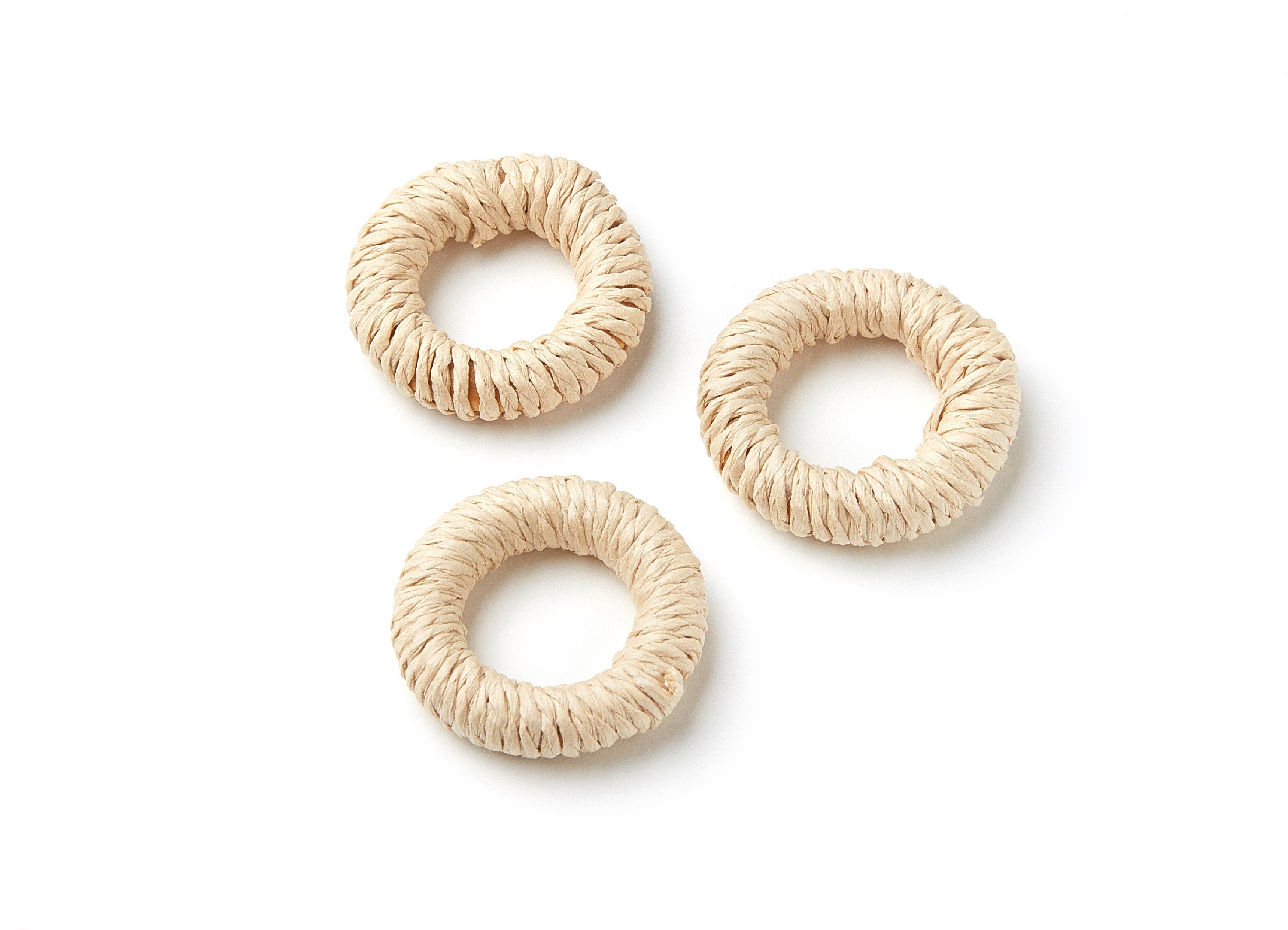 Handwoven Rattan Earrings - Round Shaped Rattan Pendant - Wooden Straw Earring - Jewelery Handmade - 30.44x30.44x7.58mm - RT1024 - DOMEDBAZAAR