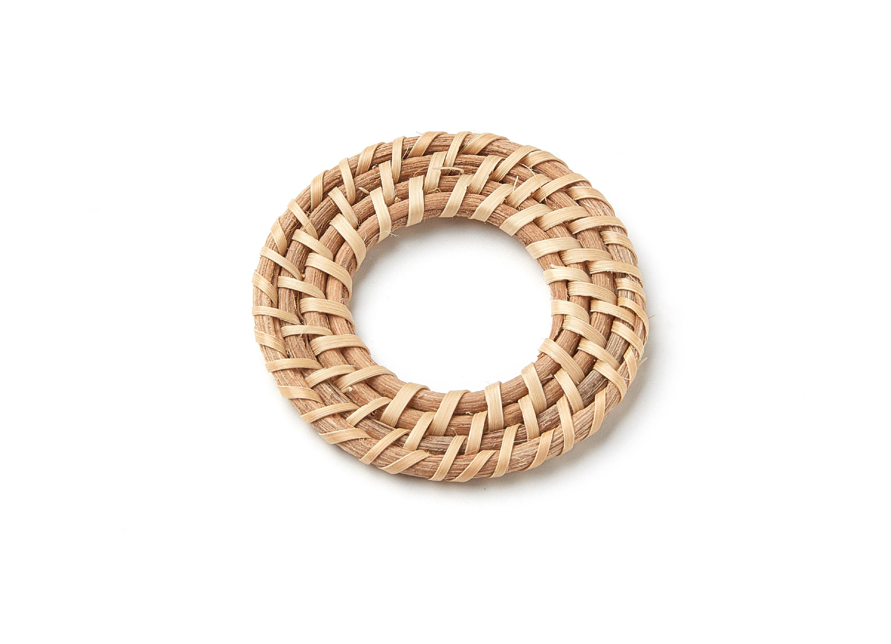 Handwoven Rattan Earrings - Round Shaped Rattan Pendant - Wooden Straw Earring - Jewelery Handmade - 50.4x50.4x4.4mm - RT1030 - DOMEDBAZAAR