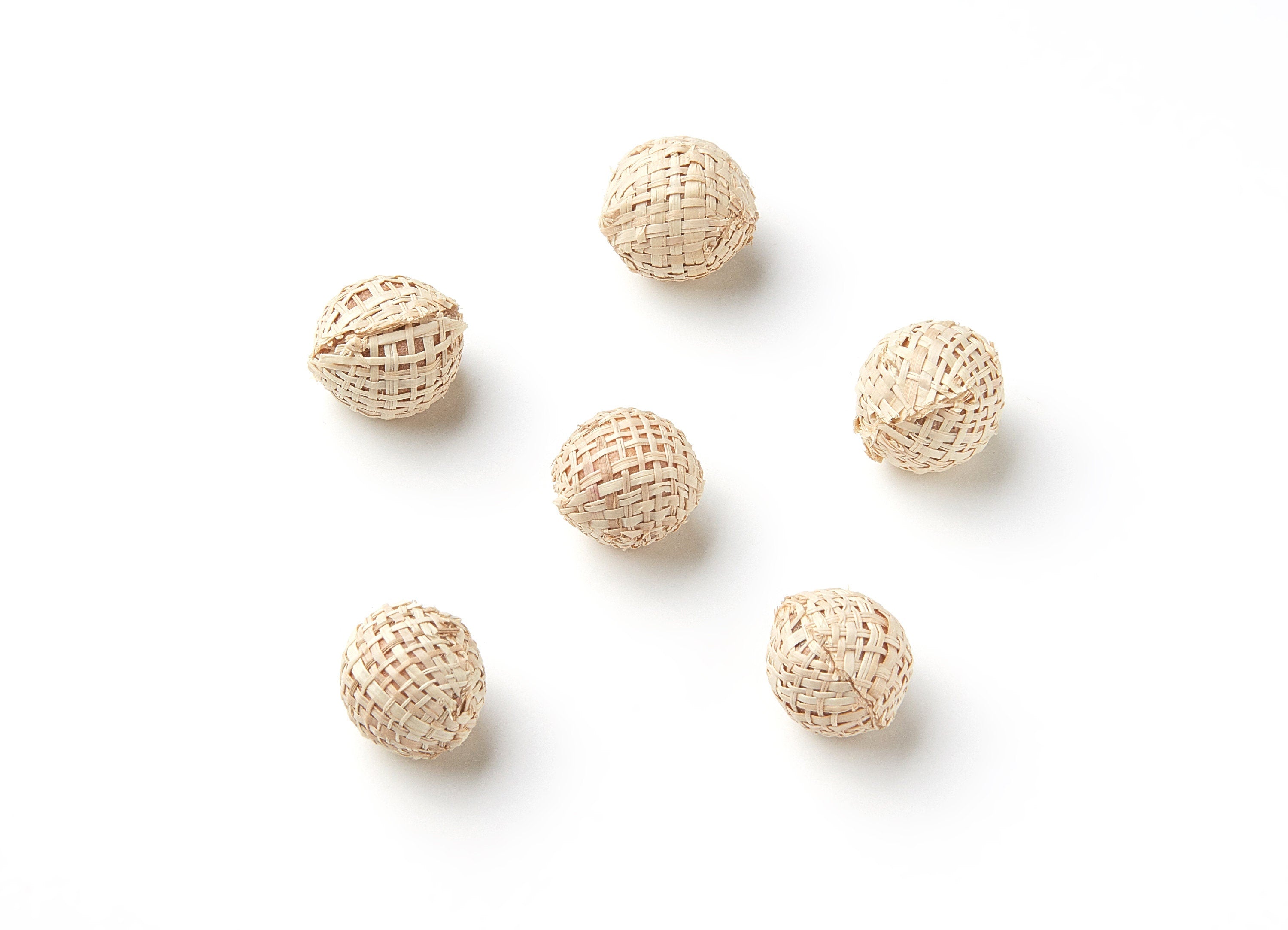 Handwoven Paper Rope Earrings - Ball Shaped Paper Rope Pendant - Wooden Straw Earring - Jewelery Handmade - 16.16x16.16mm - RT1073 - DOMEDBAZAAR