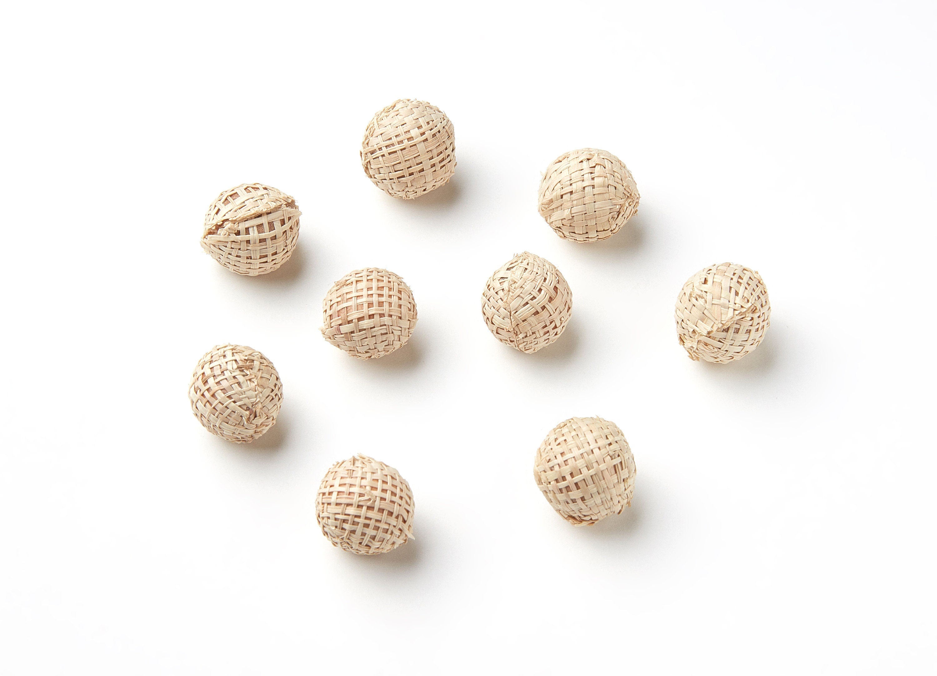 Handwoven Paper Rope Earrings - Ball Shaped Paper Rope Pendant - Wooden Straw Earring - Jewelery Handmade - 16.16x16.16mm - RT1073 - DOMEDBAZAAR