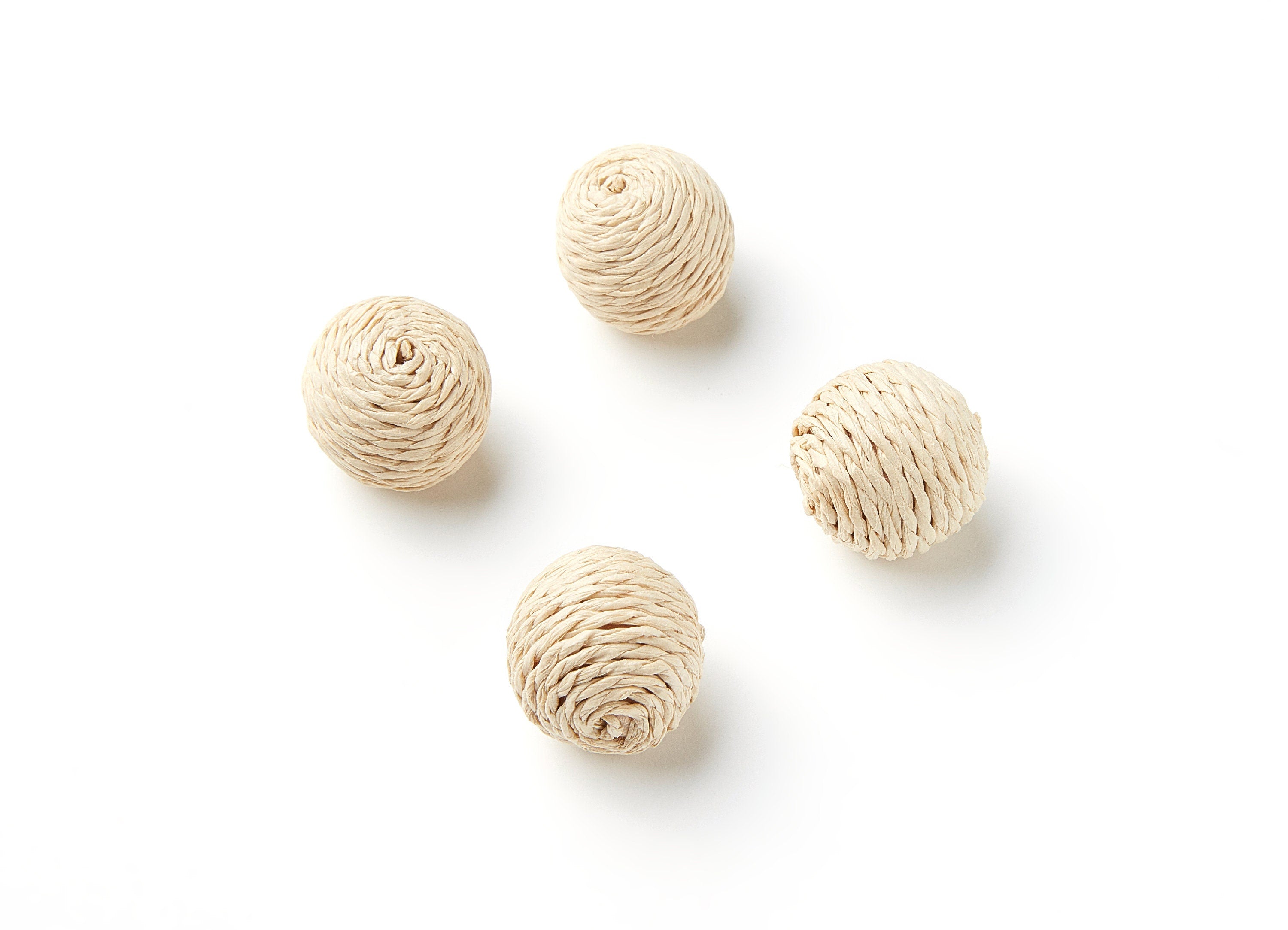 Handwoven Paper Rope Earrings - Ball Shaped Paper Rope Pendant - Wooden Straw Earring - Jewelery Handmade - 19.2x19.2mm - RT1075 - DOMEDBAZAAR