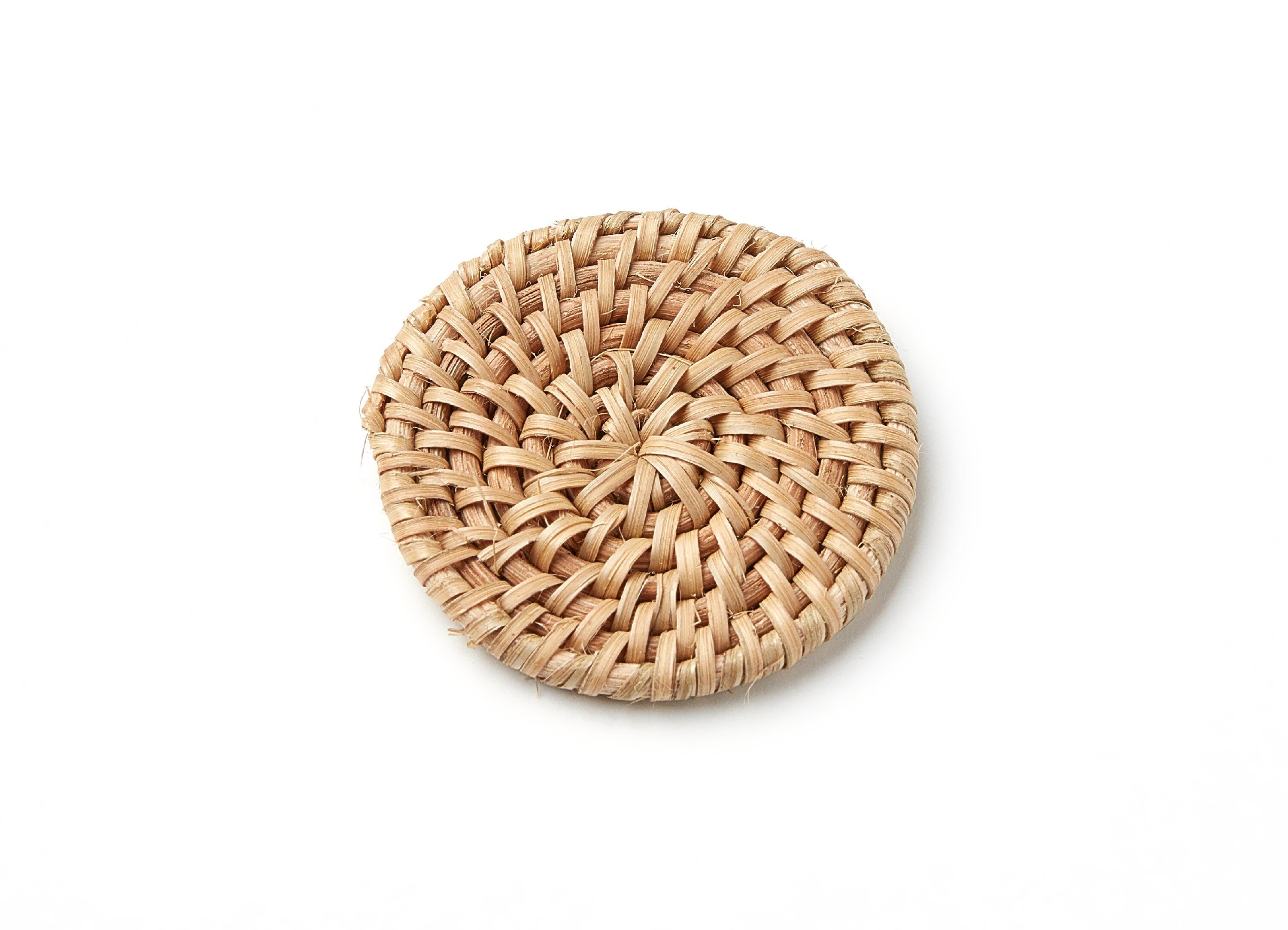 Handwoven Rattan Earrings - Coin Shaped Rattan Pendant - Wooden Straw Earring - Jewelery Handmade - 48.74x48.74x5.2mm - RT1033 - DOMEDBAZAAR