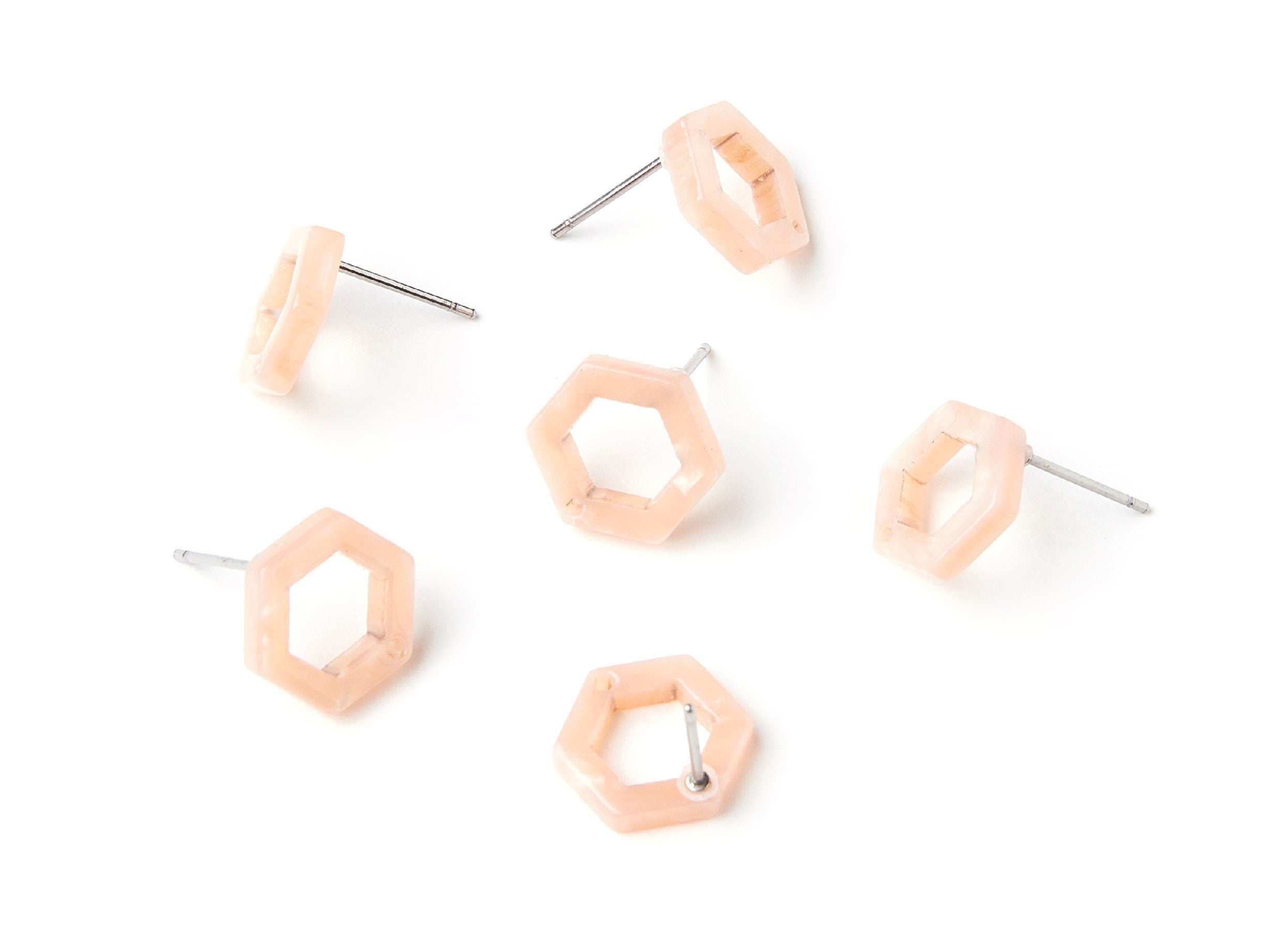 Acetate Hexagon Earring Stud - Acrylic Hexagon Earring Post - Jewelry Supplies - Color code: A53 - 13.18x11.38x2.57mm - AC1226F - DOMEDBAZAAR
