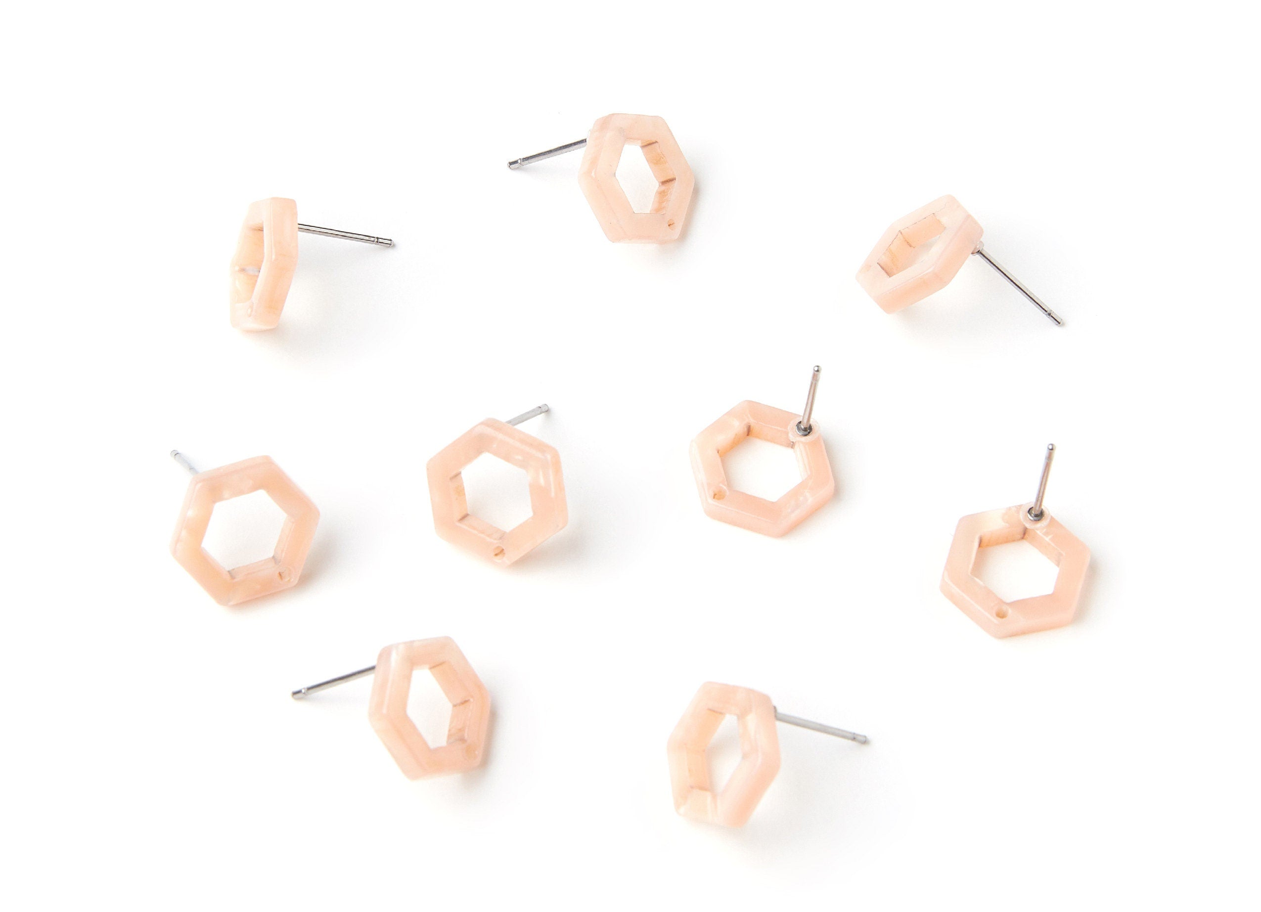 Acetate Hexagon Earring Stud - Acrylic Hexagon Earring Post - Jewelry Supplies - Color code: A53 - 13.18x11.38x2.57mm - AC1226F - DOMEDBAZAAR