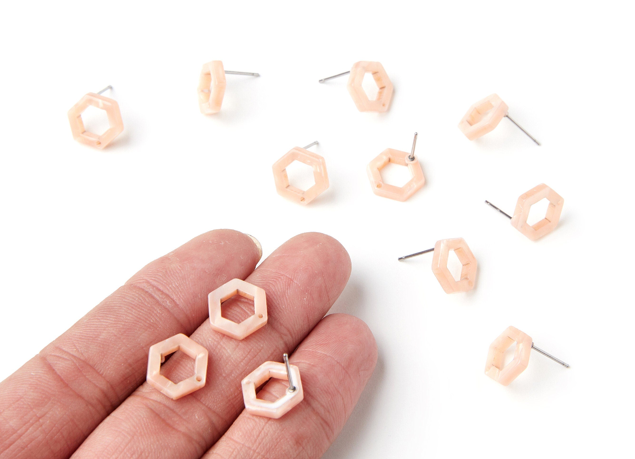 Acetate Hexagon Earring Stud - Acrylic Hexagon Earring Post - Jewelry Supplies - Color code: A53 - 13.18x11.38x2.57mm - AC1226F - DOMEDBAZAAR