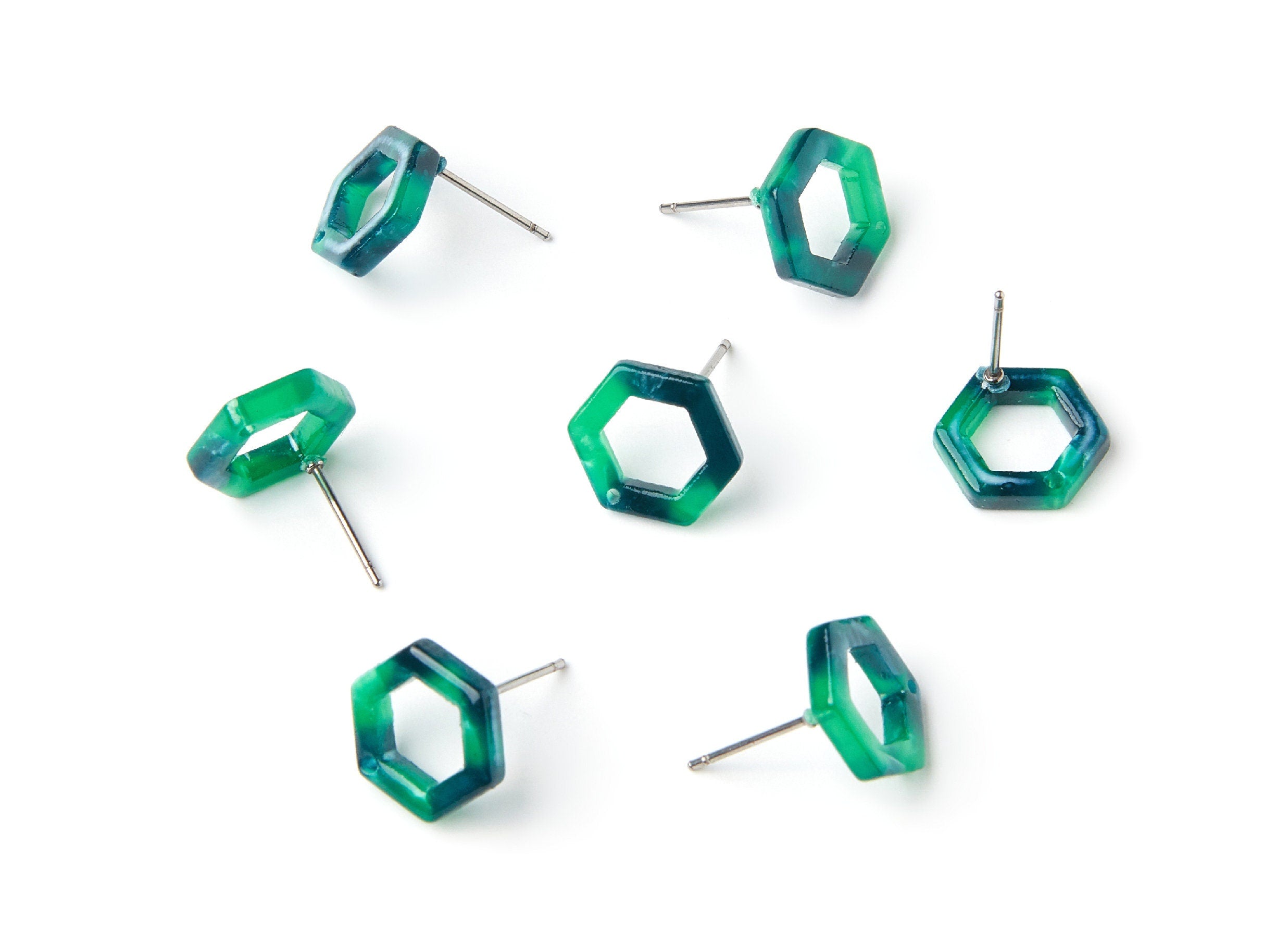 Acetate Hexagon Earring Stud - Acrylic Hexagon Earring Post - Earring Post - Jewelry Supplies - Color Code: A13 - 13.18x11.38x2.6mm- AC1226B - DOMEDBAZAAR