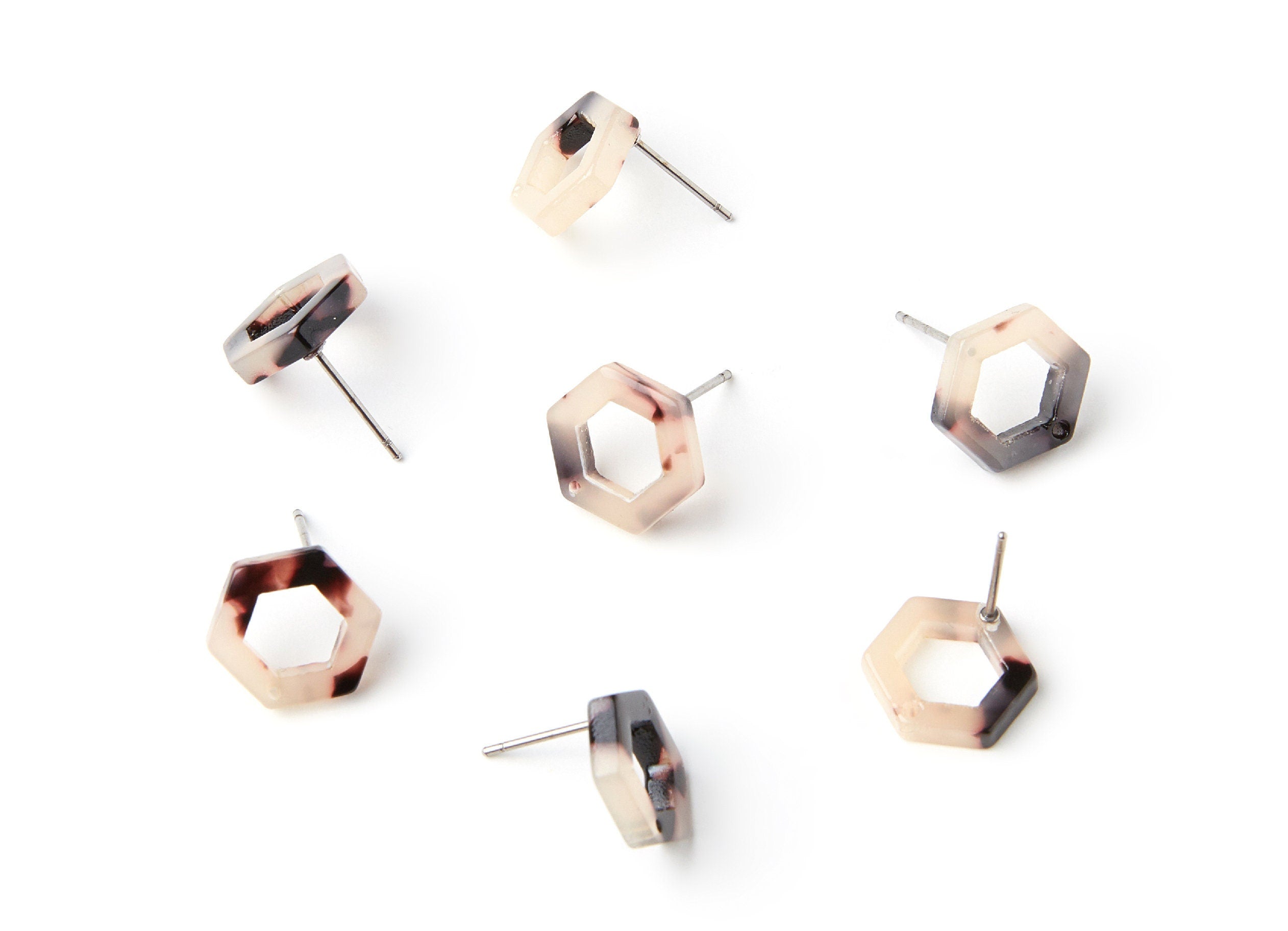 Acetate Acrylic Earring Stud - Post Charms - Blonde Tortoise Shell Earring - Color Code: A07  - 13.18x11.38x2.57mm- AC1226H - DOMEDBAZAAR