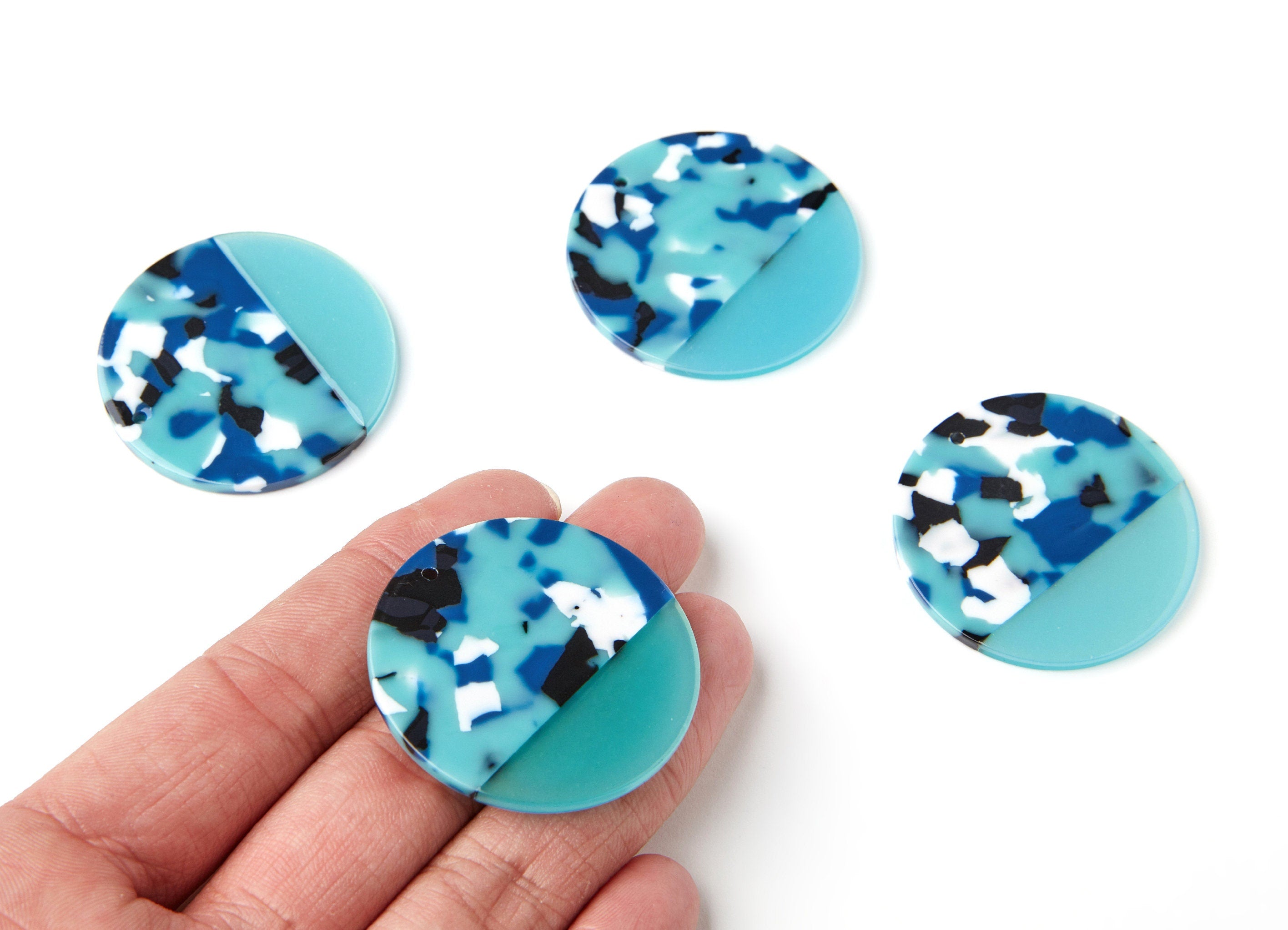Acetate Coin Earring Charms - Coin Shaped Pendant - Earring Findings - Jewelry Supplies - Color Code: A16 -40x40x2.7mm - AC1235C - DOMEDBAZAAR