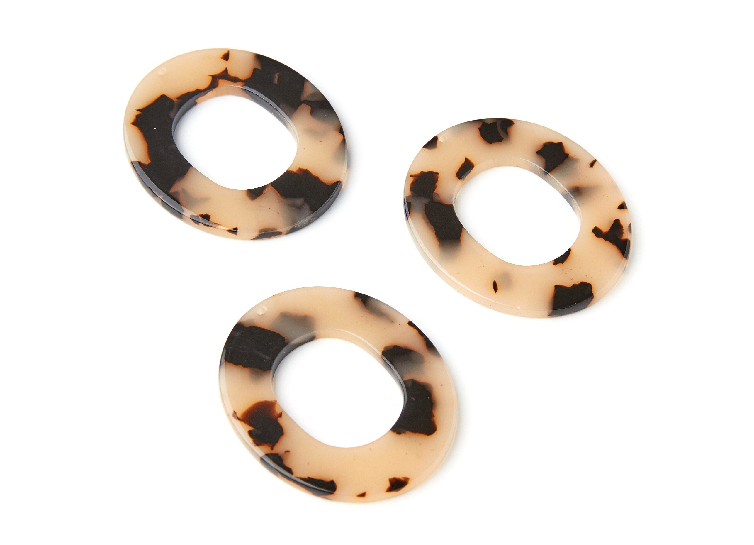 Acetate Acrylic Earring Charms - Blue Tortoise Shell Earrings - Oval Shaped Pendant - Color Code: A08 - 42.05x35.15x2.7mm - AC1237B - DOMEDBAZAAR