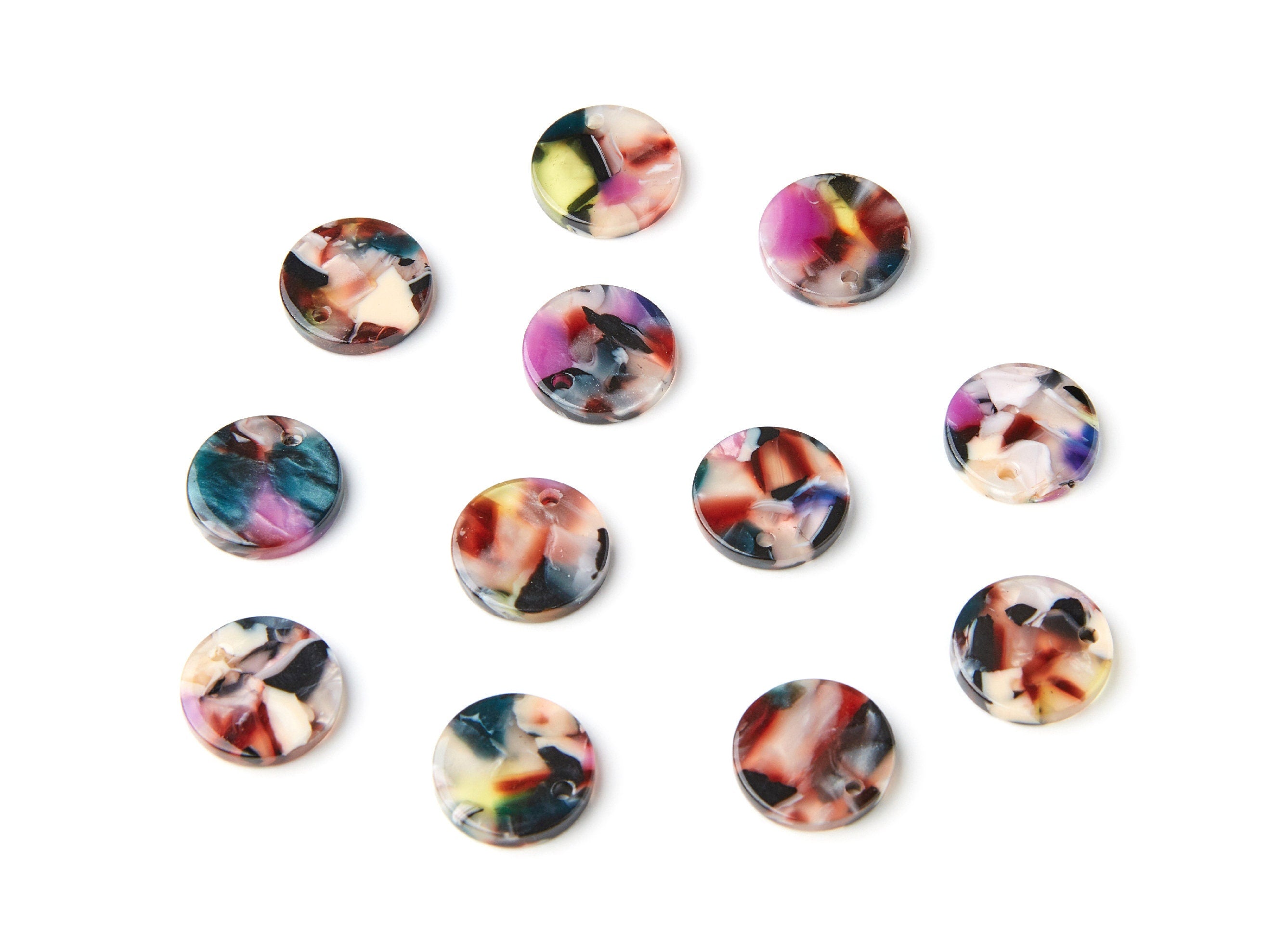 Acetate Coin & Round Charms - Coin and Round Earrings and Pendant - Earring Findings - Color Code: A11 - 15,3x15,3x2,78mm - AC1064U - DOMEDBAZAAR