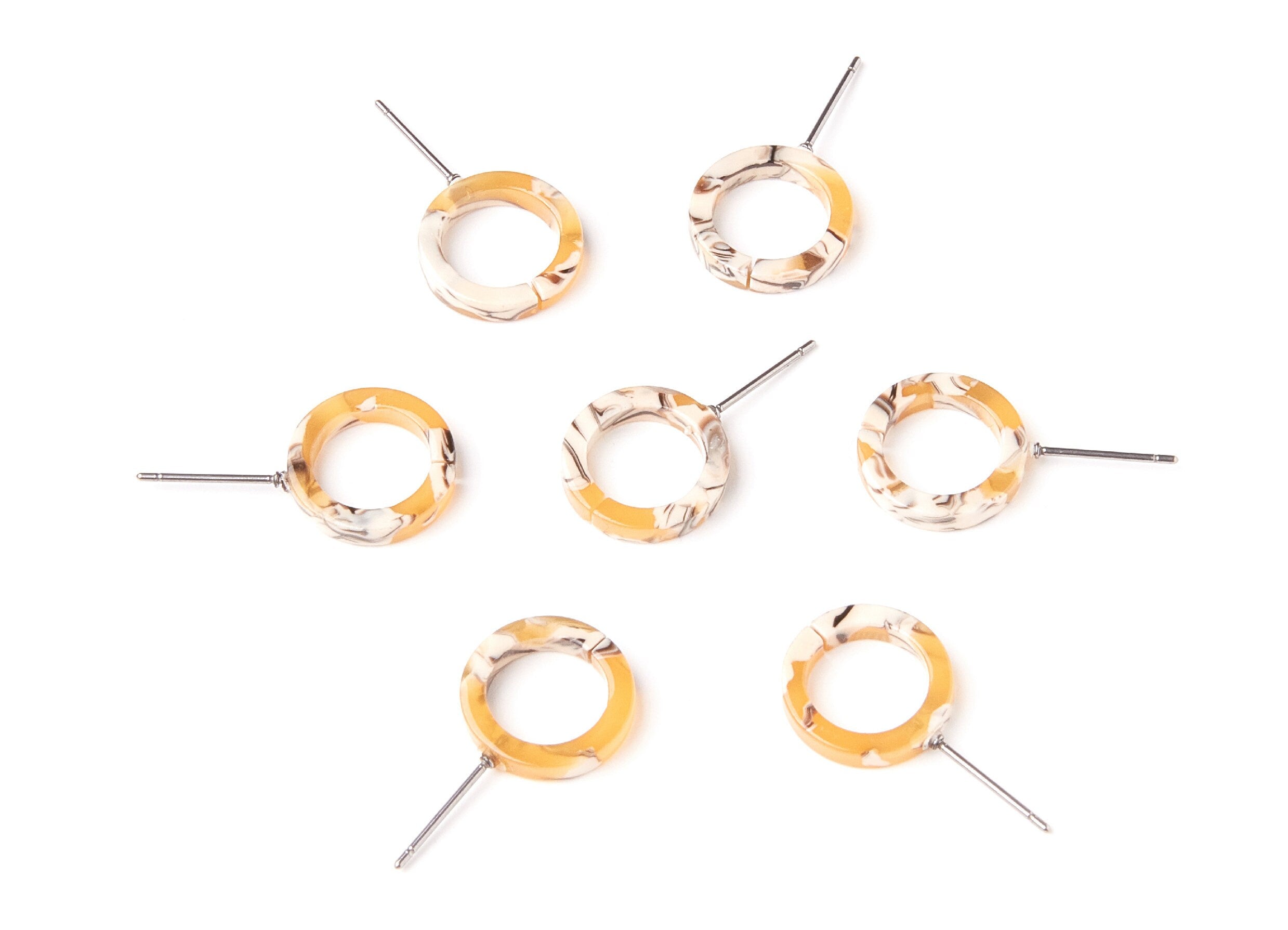 Acetate Acrylic Earring Stud - Laser Cut Open Circle - Earring Post - Jewelry Supplies - Color Code: A14 - 13,53x13,53x2,75mm - AC1224C - DOMEDBAZAAR