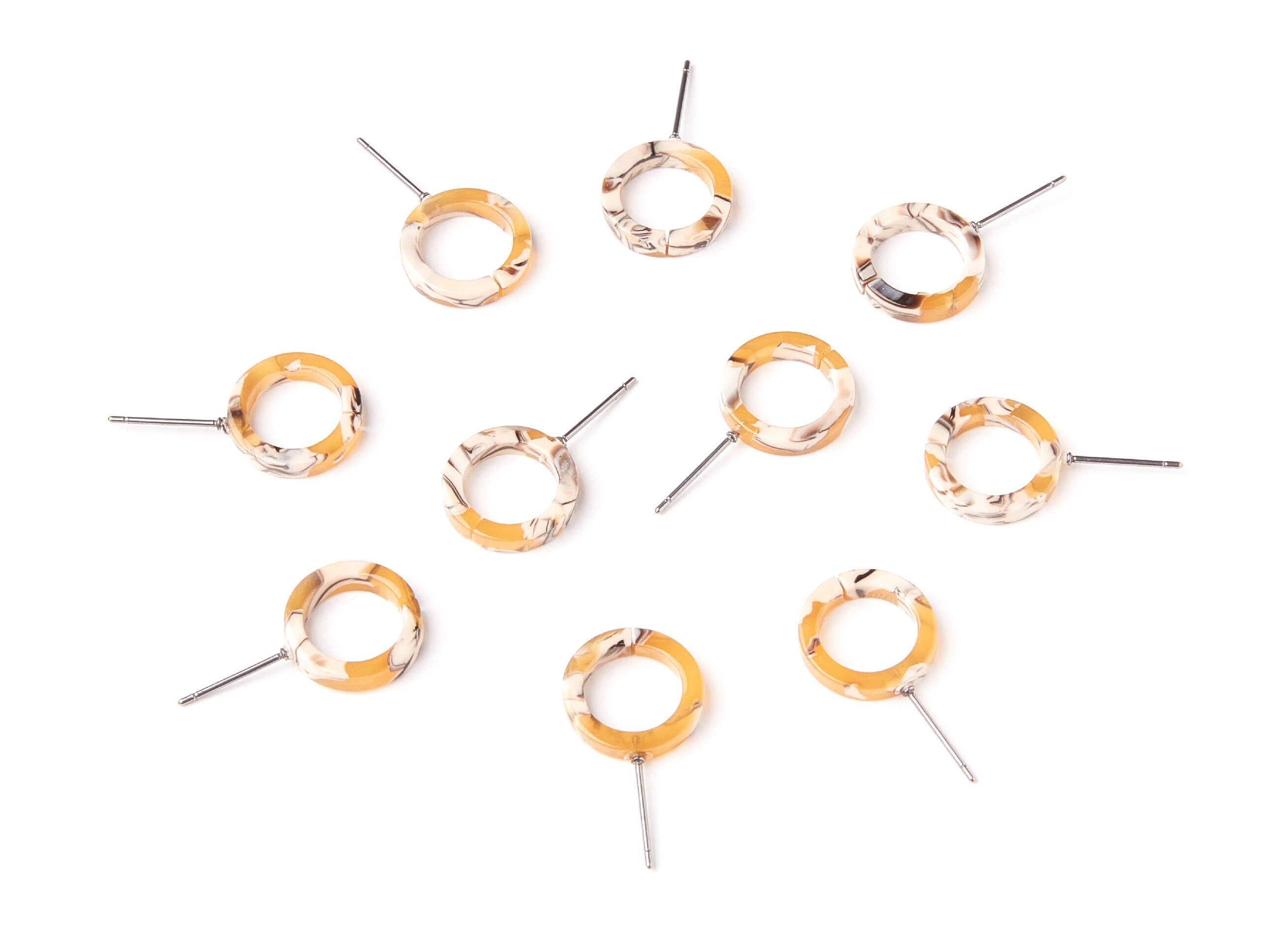 Acetate Acrylic Earring Stud - Laser Cut Open Circle - Earring Post - Jewelry Supplies - Color Code: A14 - 13,53x13,53x2,75mm - AC1224C - DOMEDBAZAAR