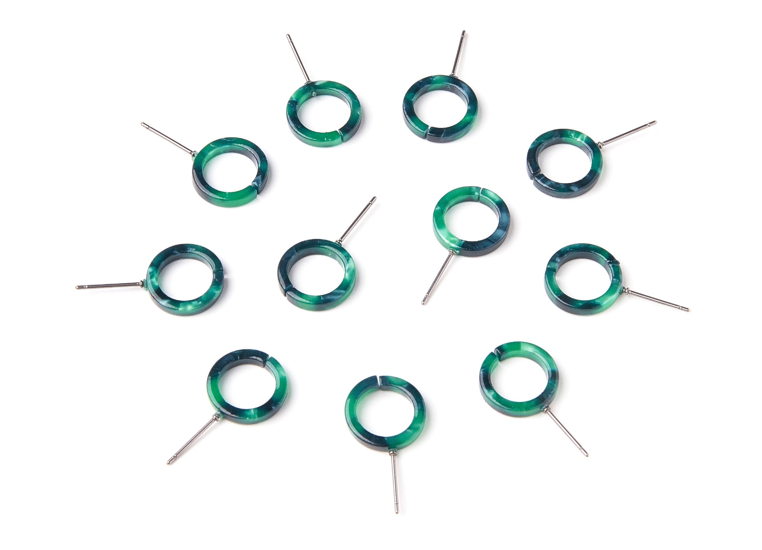 Acetate Acrylic Earring Stud - Laser Cut Open Circle - Circle Shaped - Color Code: A13 - 13,53x13,53x2,75mm - AC1224J - DOMEDBAZAAR