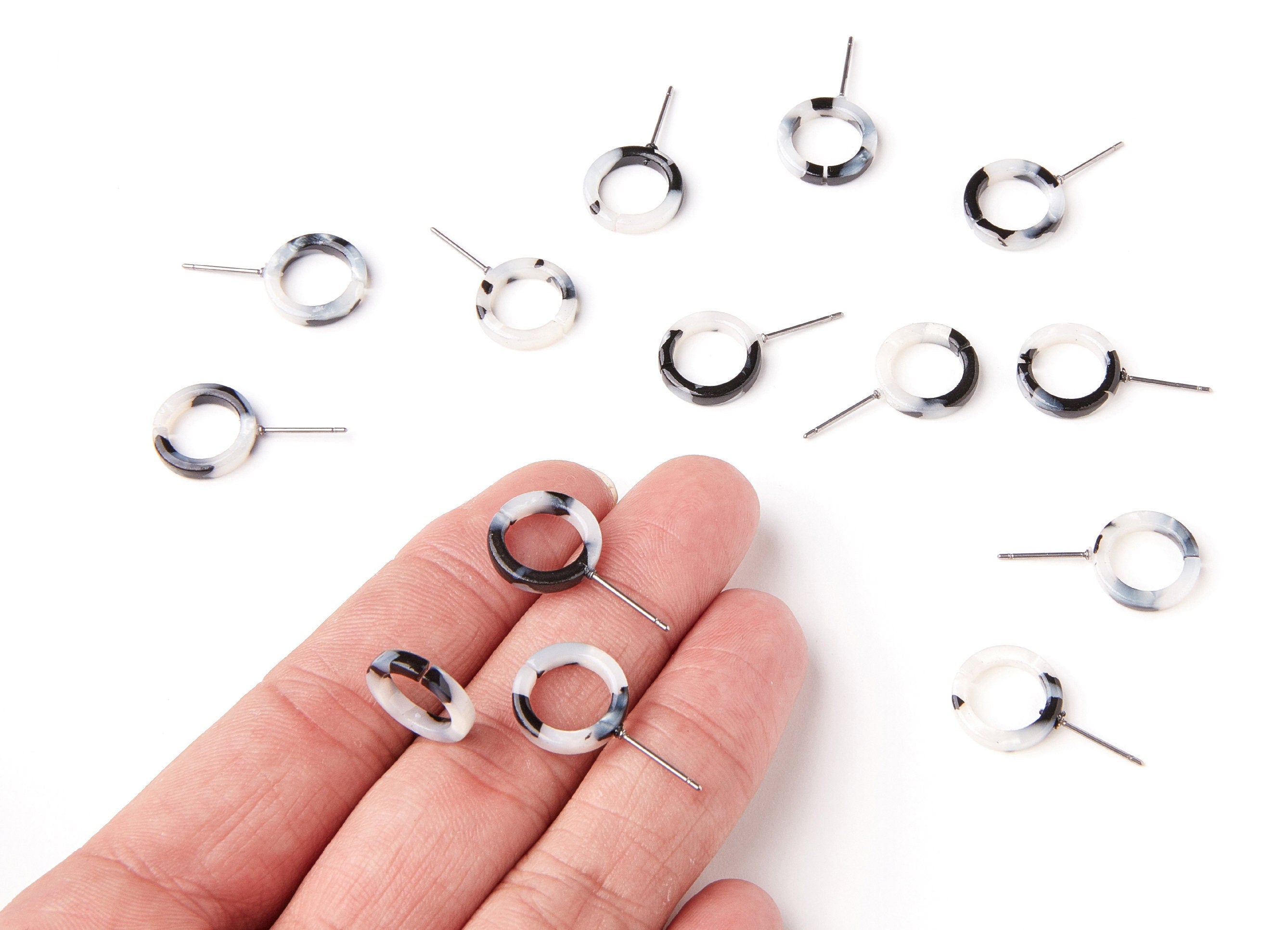 Acetate Circle Earring Stud - Acrylic Circle Earring Post - Earring Post - Jewelry Supplies - Color Code: A15 - 13,53x13,53x2,75mm - AC1224D - DOMEDBAZAAR