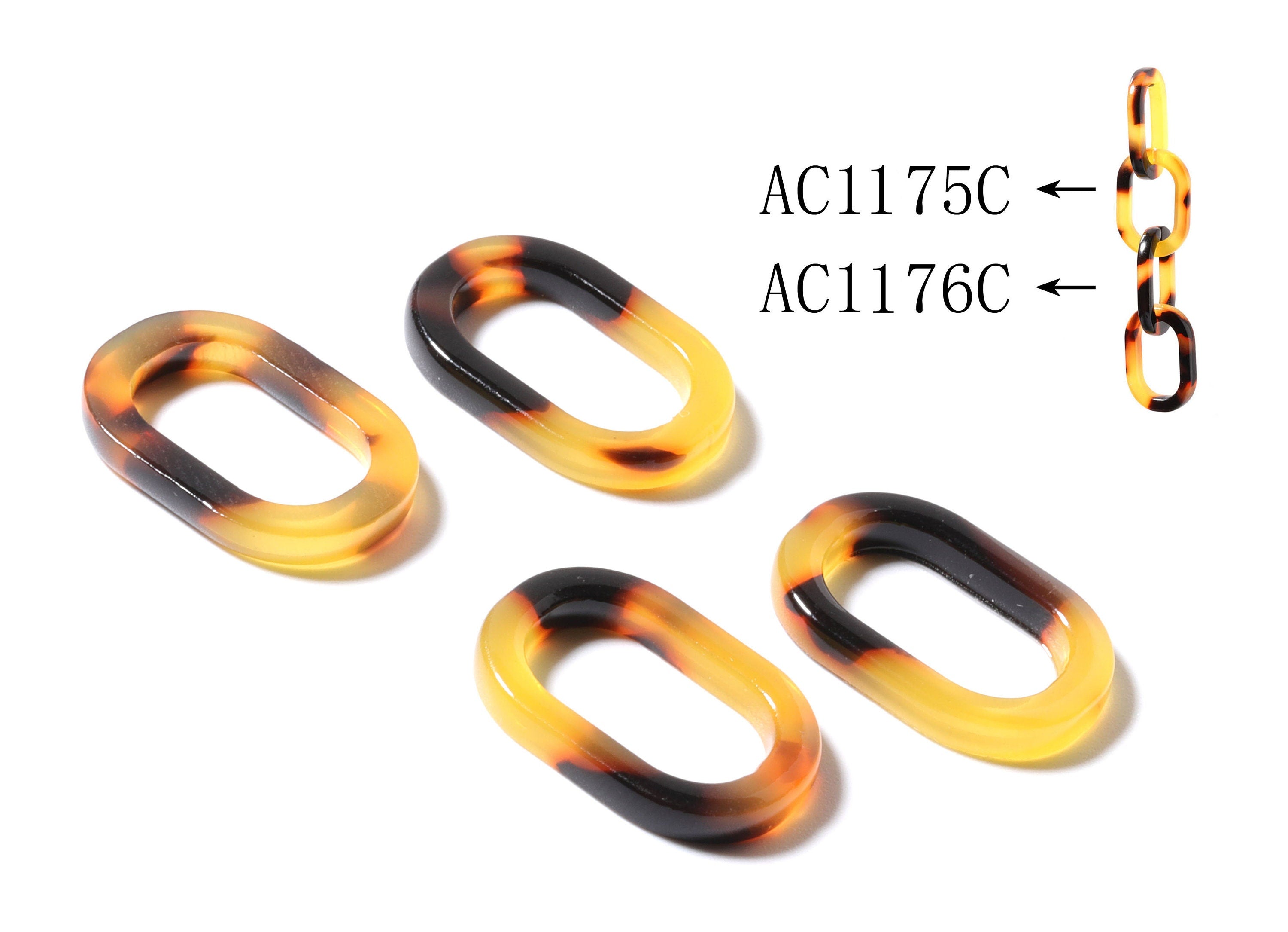 Acetate Acrylic Tortoise Shell Charms - Oval Pendant - Flat Cable Chain- Jewelry Supplies - Color Code: A01 - 19.65x13.3x2.58mm - AC1176C - DOMEDBAZAAR