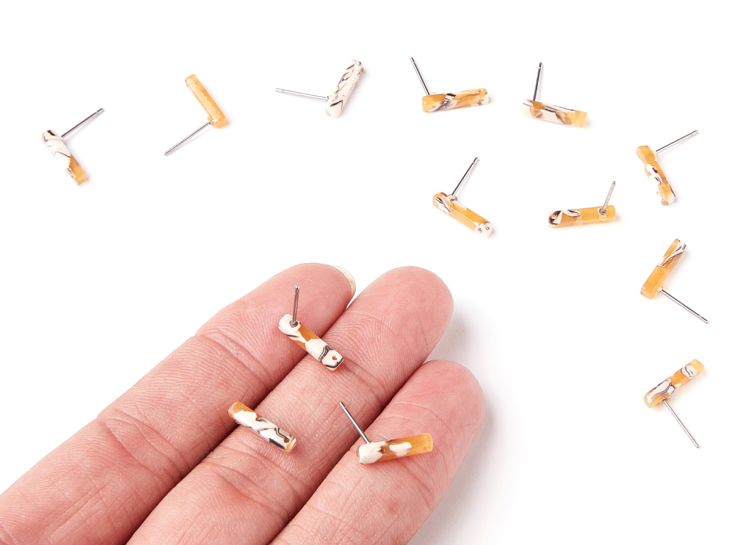 Acetate Stick Earring Stud - Acetate Stick Earring Post - Earring Post - Jewelry Supplies - Color Code: A14 - 13,26x2,91x2,75mm - AC1221G - DOMEDBAZAAR