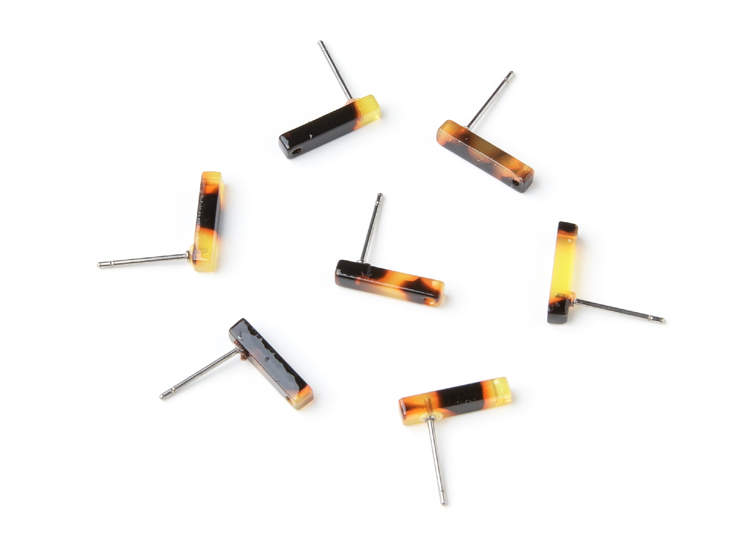 Acetate Acrylic Earring Stud - Tortoise Shell Earrings - Stick Post - Jewelry Making Supplies - Color Code: A01- 13,26x2,91x2,75mm - AC1221H - DOMEDBAZAAR