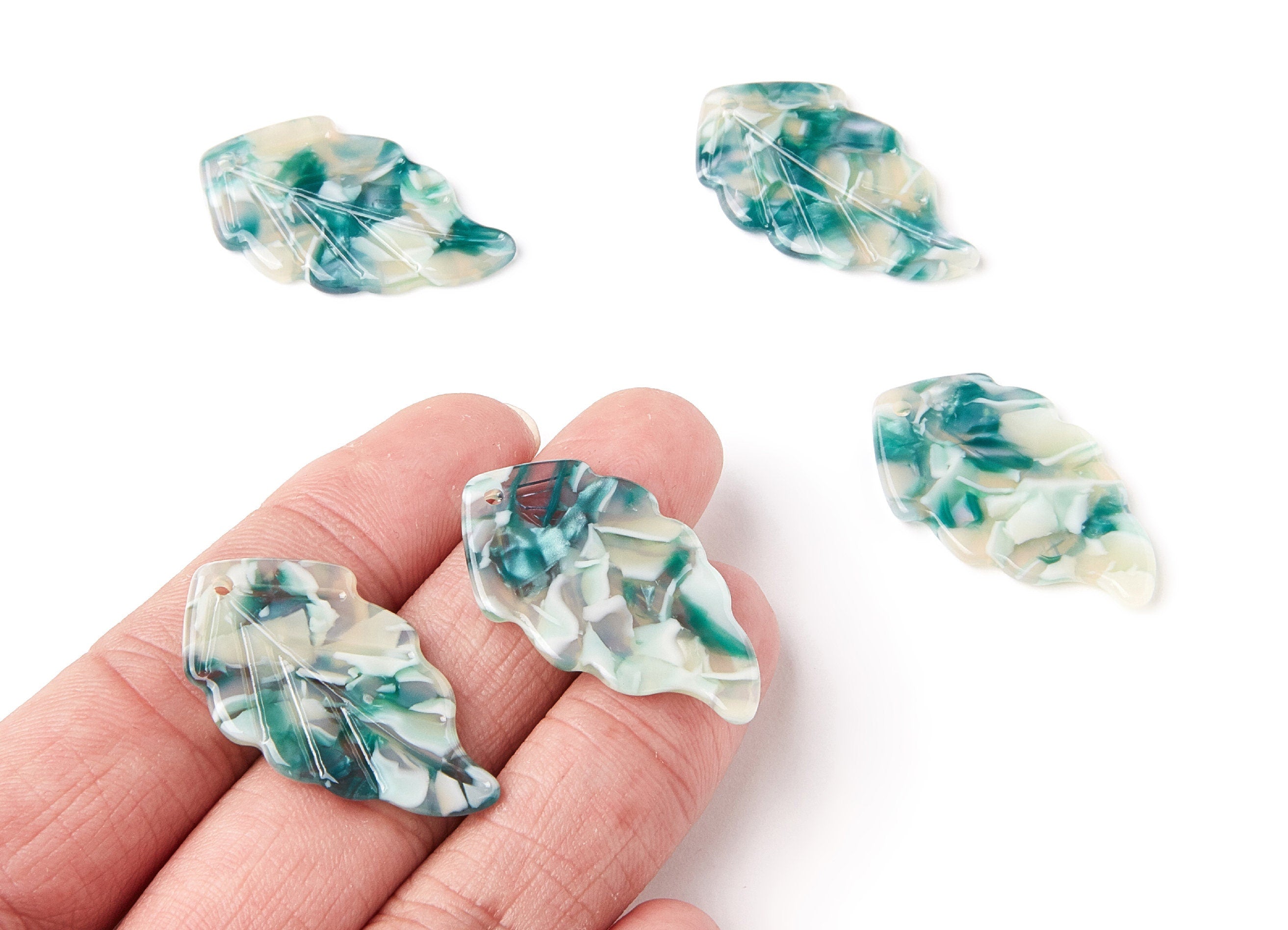 Acetate Leaf Earring Charms - Monstera Leaf Pendant - Earring Findings - Jewelry Supplies - 35.67x20.92x2.75mm - AC1242E - DOMEDBAZAAR